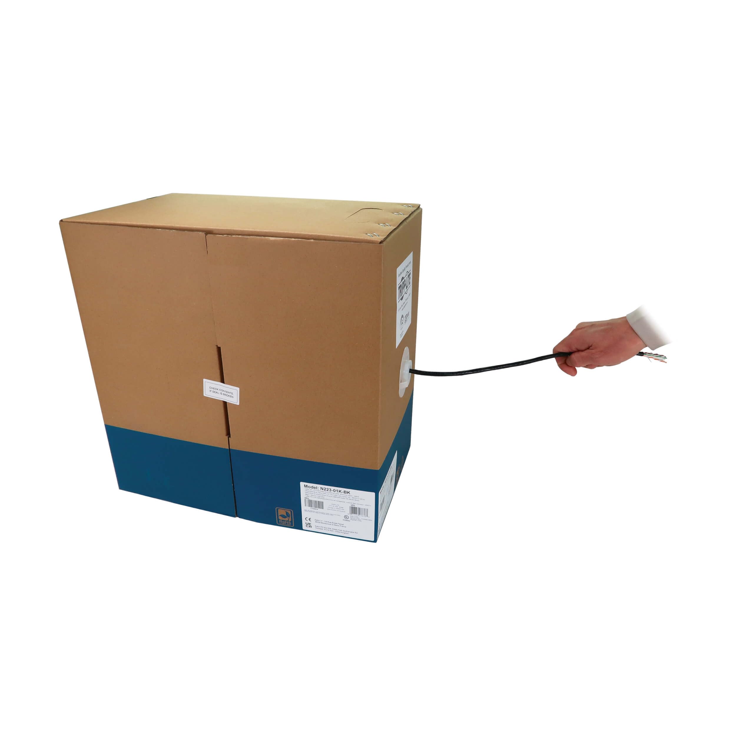 Cat6A Bulk Cbl Blk 1000'