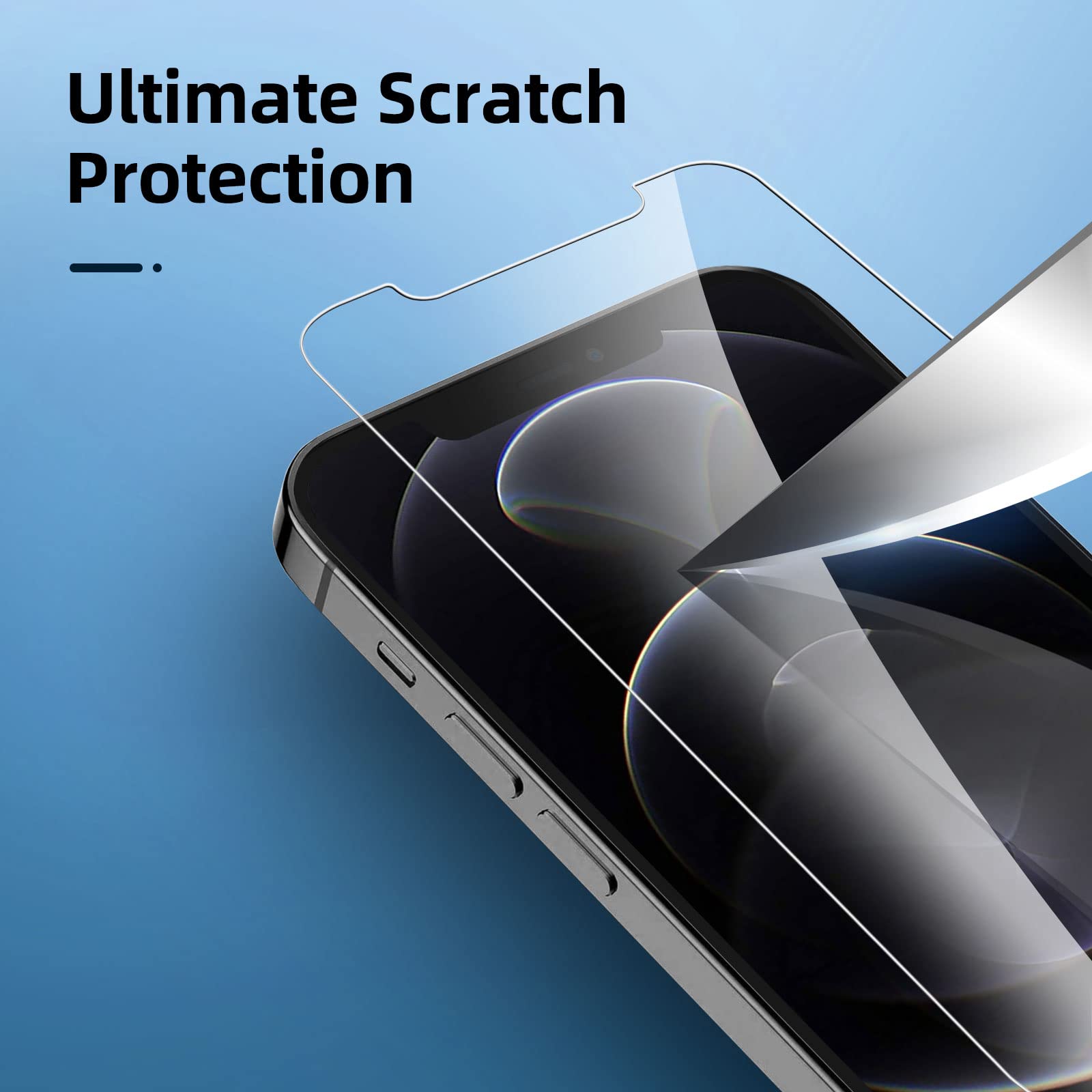 New'C 4 Pack, 2 Pack Screen Protector For Iphone 12 Pro Max + 2 Pack Camera Lens Protector, Sensor Protection,Case Friendly Temp