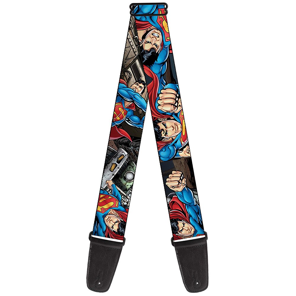 BuckleDown GSWJL025 Guitar Strap  Superman Metropolis FaceOff  2 Wide  2954 Length