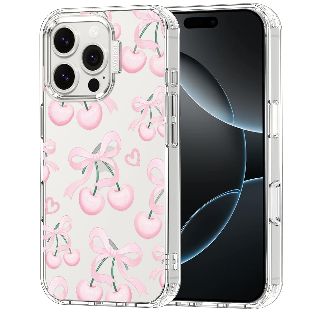 MOSNOVO for iPhone 16 Pro Case, Shockproof Military-Grade Protection 6.6ft Drop Tested, Clear Phone Case for iPhone 16 Pro, Pink