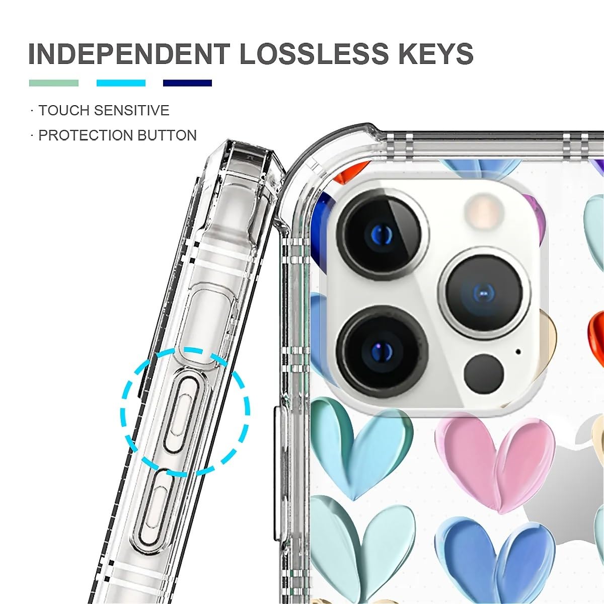 Tamefox Case Compatible With Clear Iphone 11 Pro,Oil Painted Heart Slim-Fit Shock-Resistant Raised Bezel Camera Protection Desig