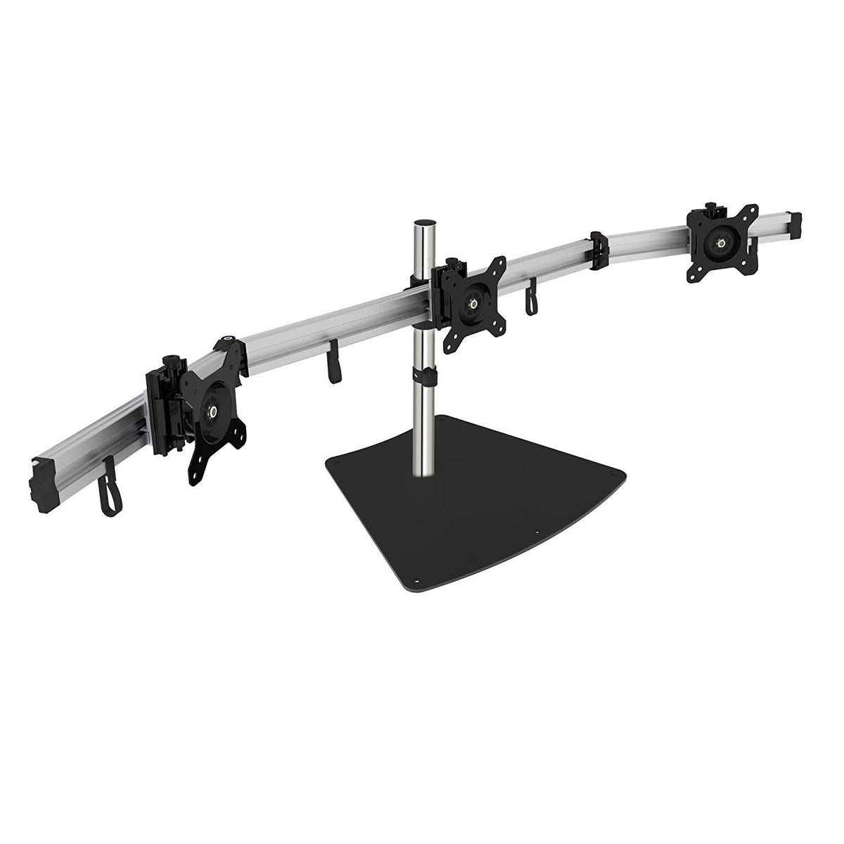 SIIG Premium Aluminum Triple Monitor Stand - Adjustable Height 3 Monitors 13' to 27' 17.6 lbs Each VESA 75 and 100 Compatible Full Motion (CE-MT2111-S1)
