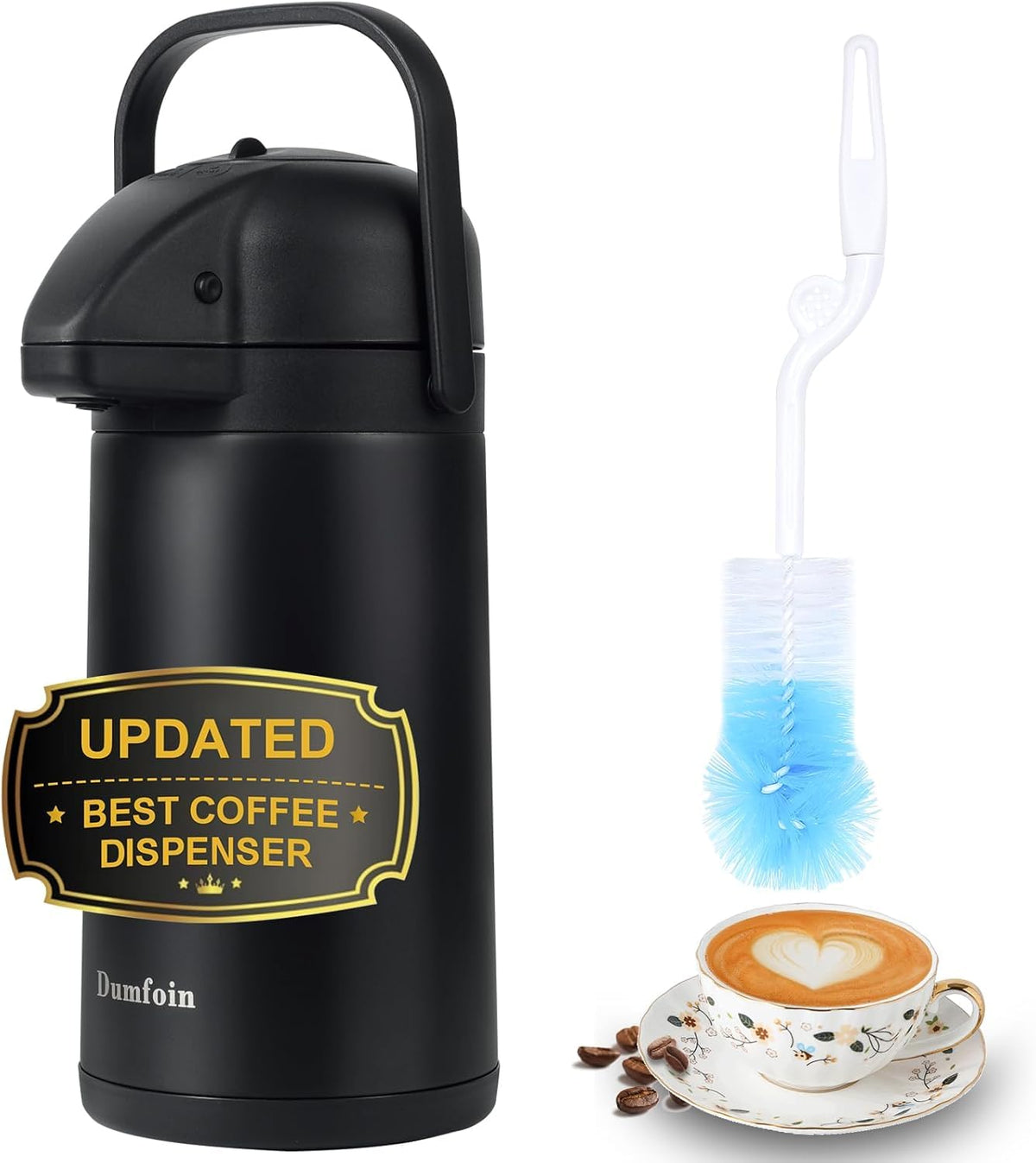 Updated Airpot Coffee Dispenser With Pump, 85 Oz Insulated Thermal Coffee Carafe For Keeping Hot   Cold Water, Party Chocolate D