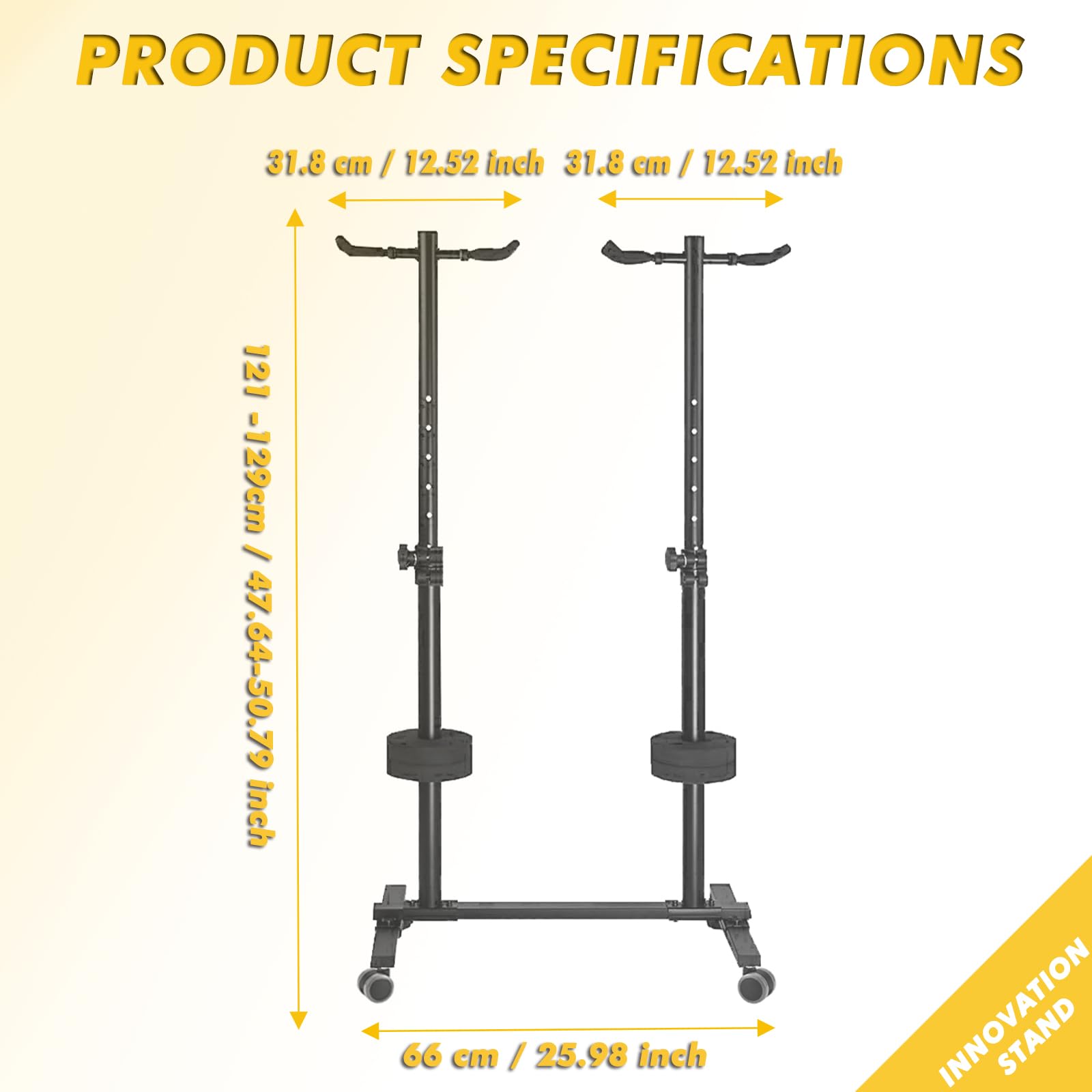 Upella 4-Holder Guitar Stand - Universal Wheel Design, Heavy Duty, Adjustable, Folding Multi Floor Stands For Acoustic, Electric