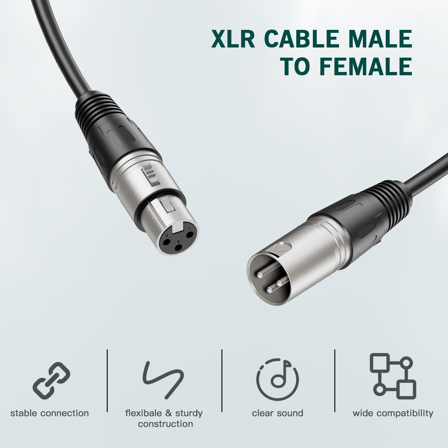 Fifine Xlr Cable, 10Ft Cable With Balanced 3 Pin, Xlr Male To Female Mic Audio Cord, Xlr Speaker Cable, Mic Wire, Compatible Wit