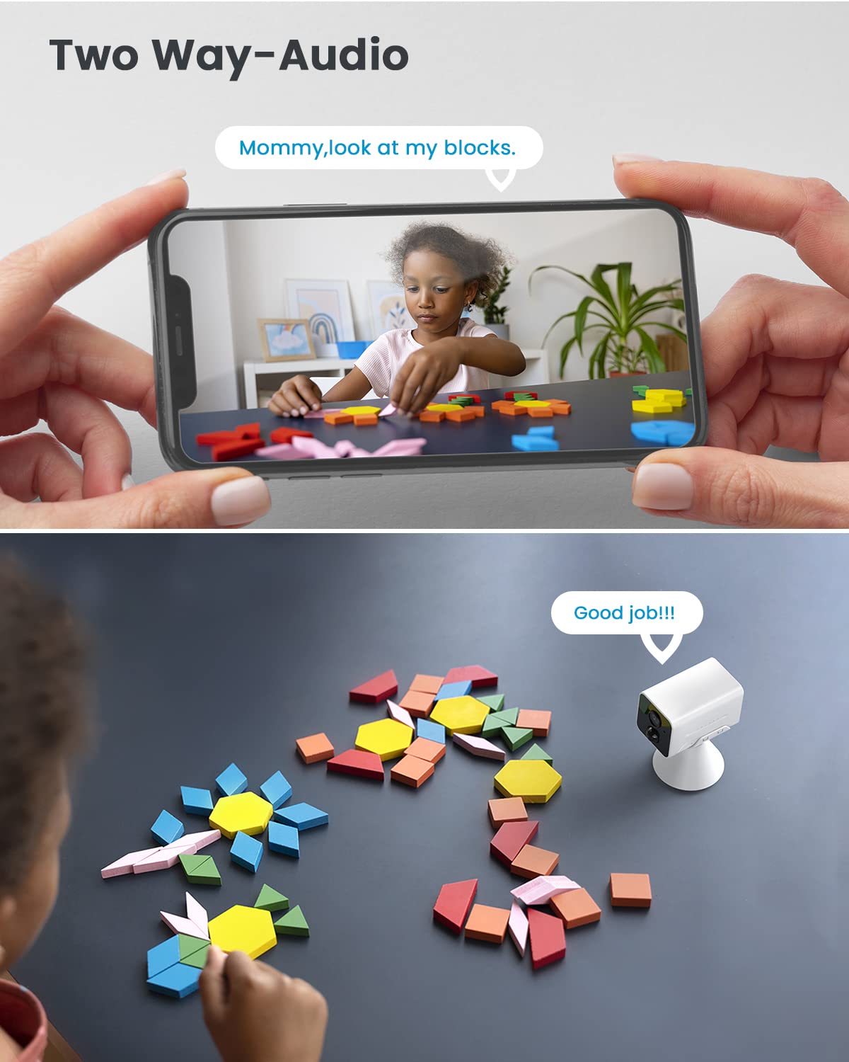 Iegeek Wireless Indoor Cameras For Home Security, Mini Battery Wifi Camera Indoor 1080P, 2 Way Audio, Motion Sensor Alarm, Phone