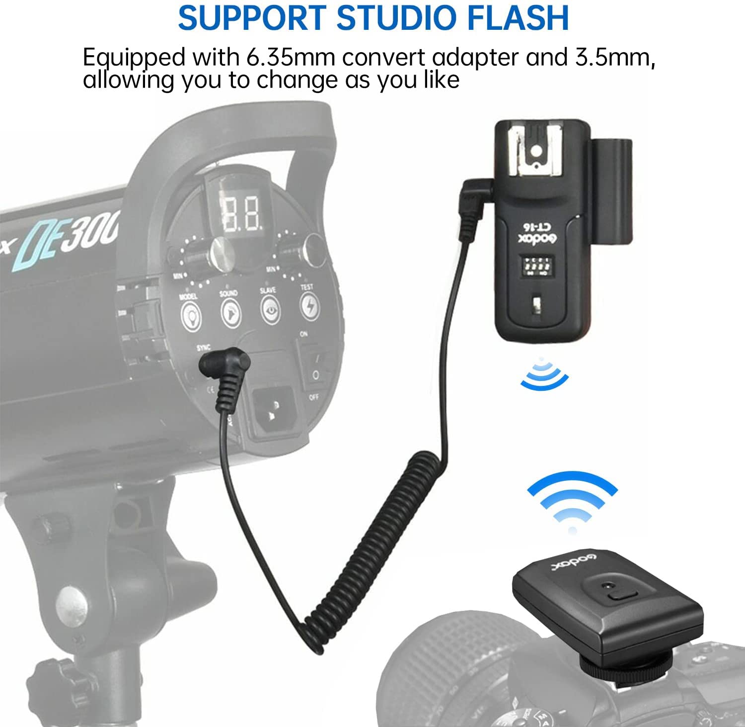 Godox Ct 16 Wireless Radio Flash Trigger Receiver Kit,Fit Compatible For Canon Nikon Pentax Dslr Camera Studio 3 In 1 Flash Tran