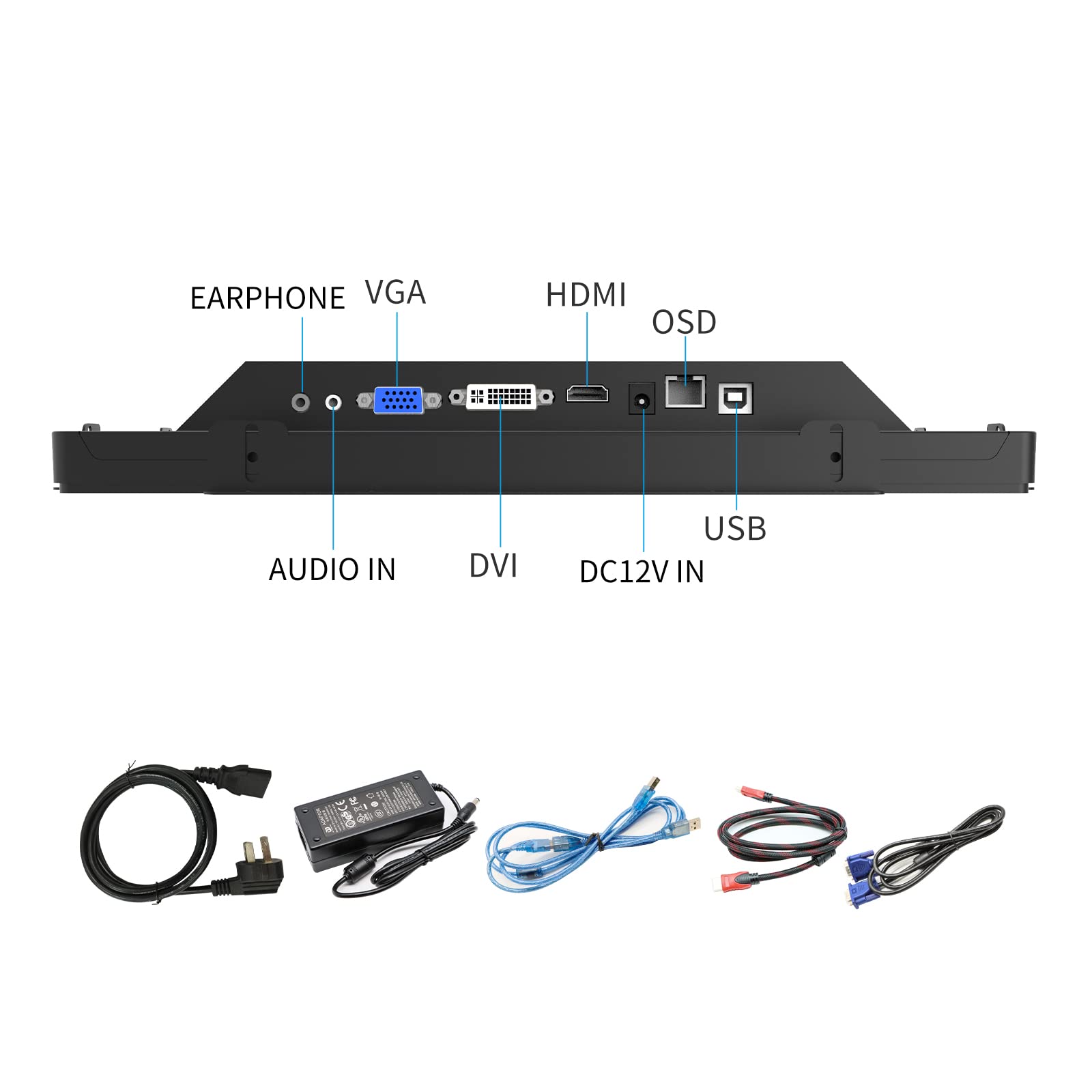 Greentouch 13.3 Inch 10 Points Open Frame Touch Display, Industrial Pcap Touchscreen Monitor, Vga+Hdmi+Dvi Port   16:9