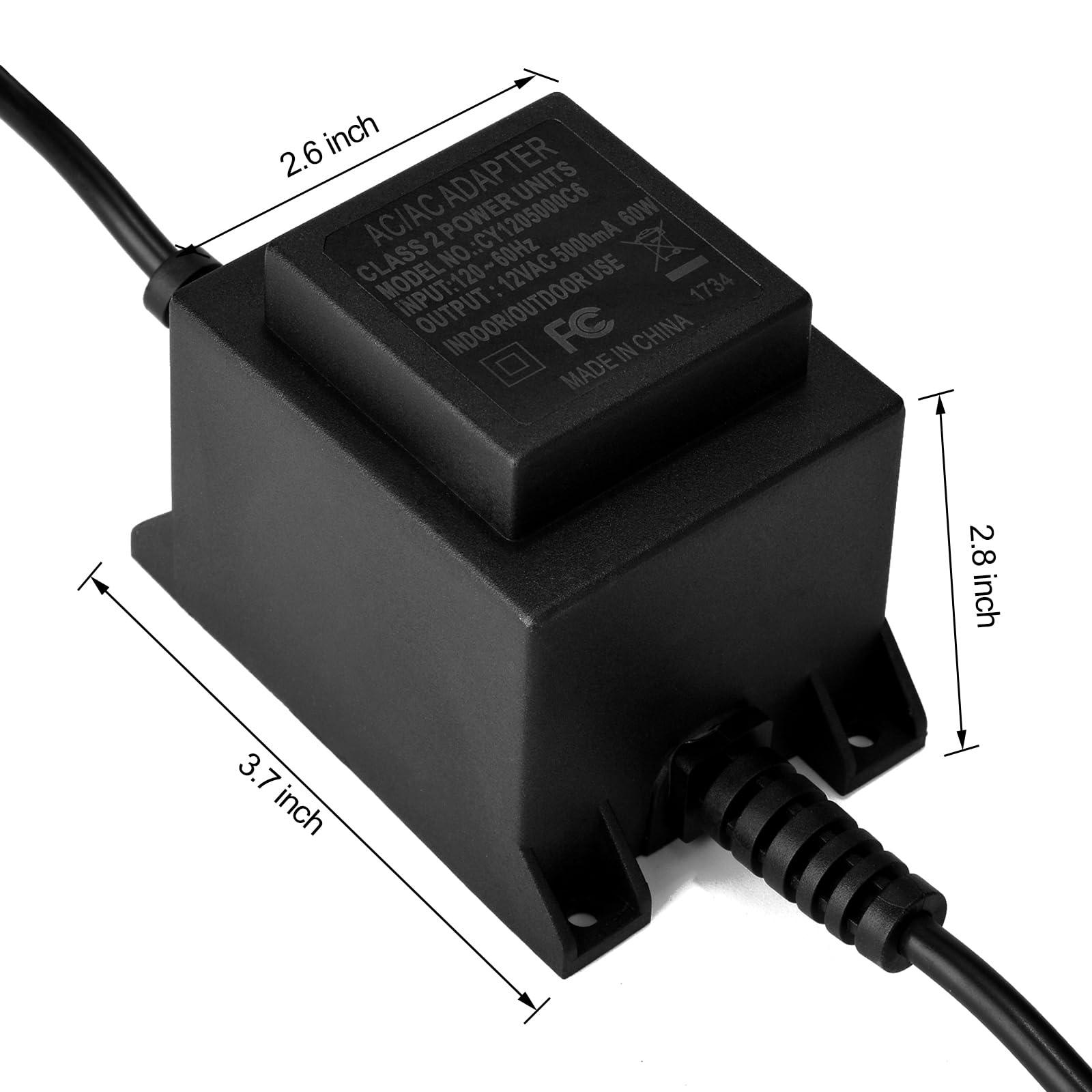Agptek Voltage Converter Transformer 110/120V To Ac 12V/5A, 60 Watt Waterproof Power Supply Converter For Swimming Pool Light, W