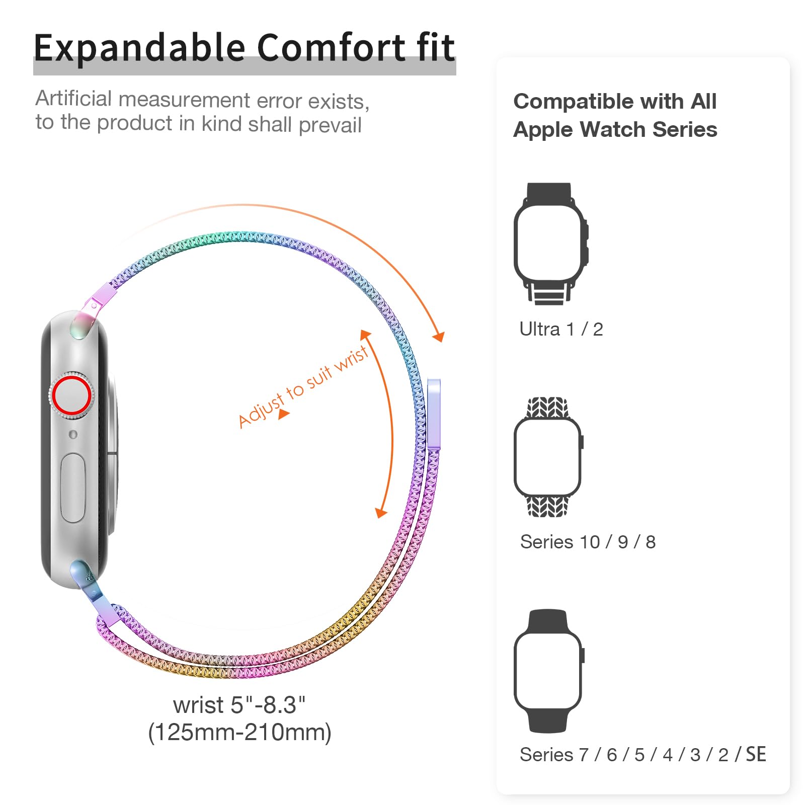 Marge Plus Slim Milanese Loop Compatible With Apple Watch Band For Women 40Mm 41Mm 38Mm 42Mm 44Mm 45Mm 49Mm 46Mm, Stainless Stee