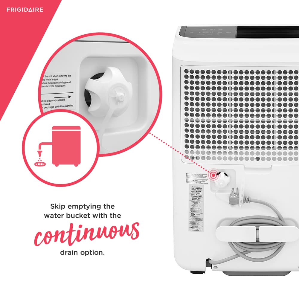 Frigidaire Ffad6022W1 Dehumidifier, High Humidity 60 Pint Capacity Dehumidifier With A Easy To Clean Washable Filter And Custom Humidity Control For Maximized Comfort, In White