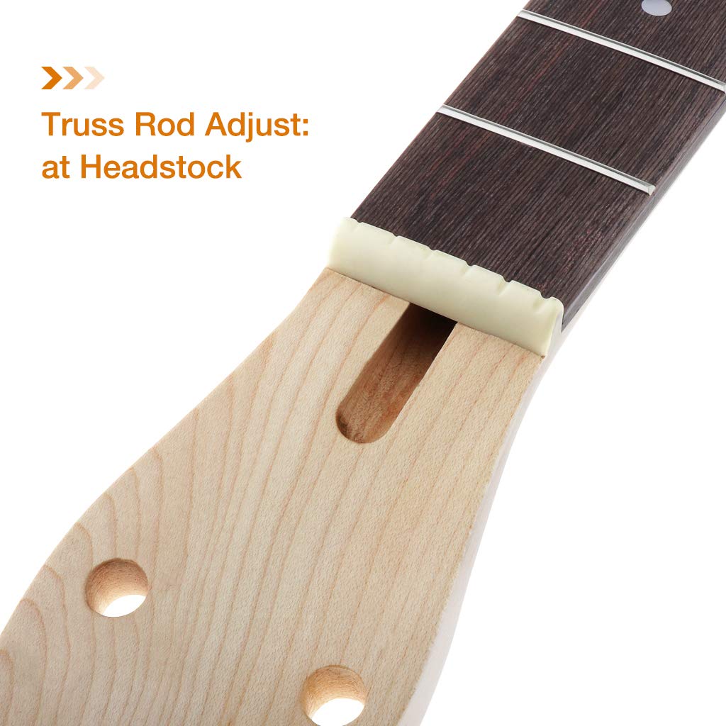 Alnicov Electric Guitar Neck 22 Fret Mahogany Neck Maple Fretboard With White Trapezoid Dots Inlay Natural For Gibson Lp Guitars