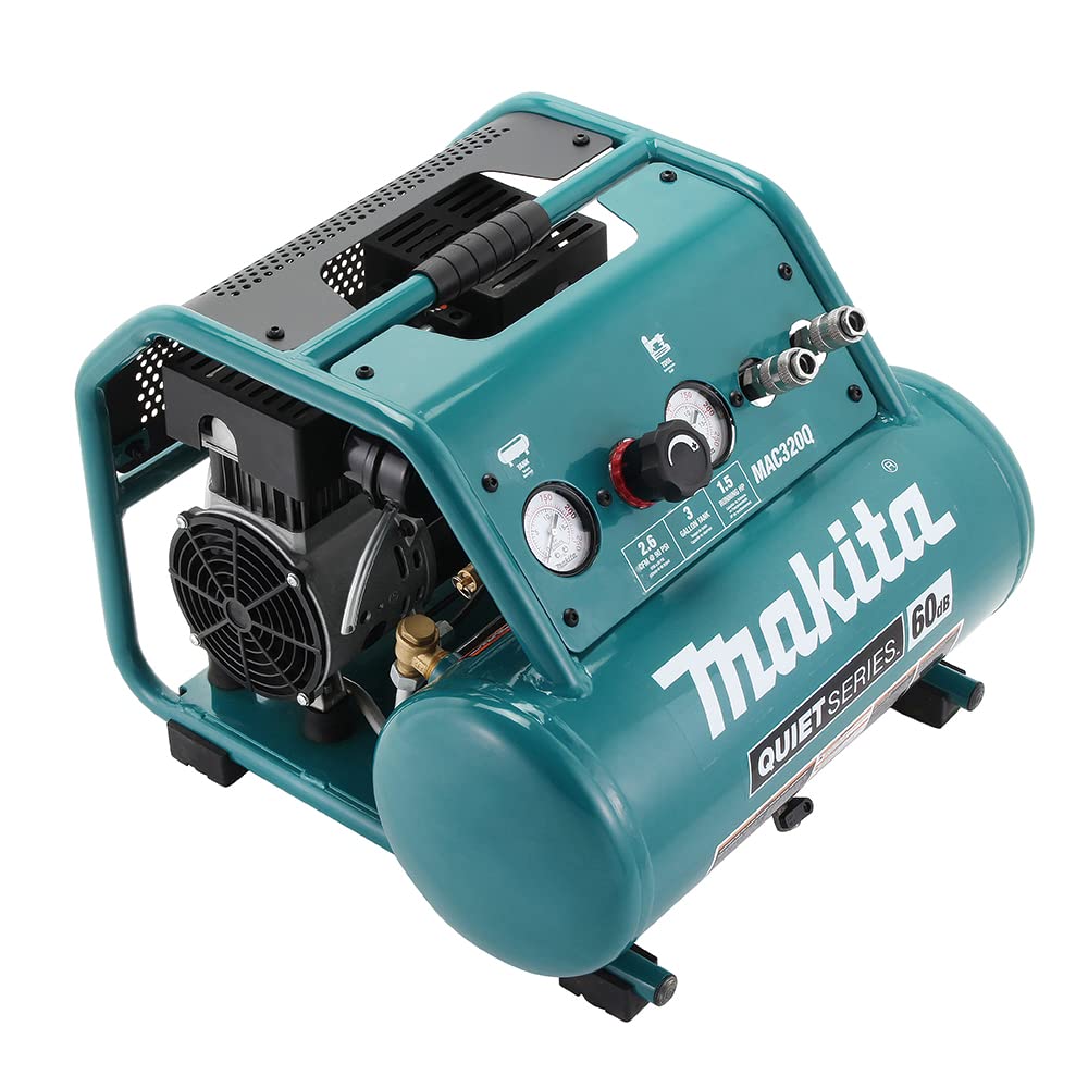 Makita Mac320Q Quiet Series 1 1/2 Hp, 3 Gallon, Oil Free, Electric Air Compressor