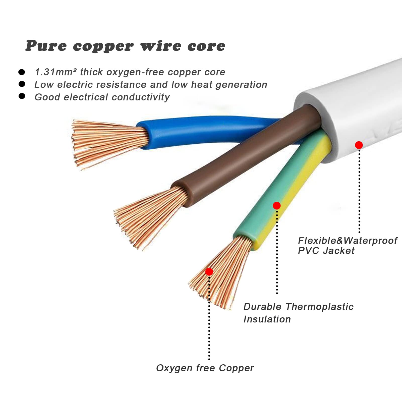 White Outdoor Extension Cord 15 Ft Waterproof