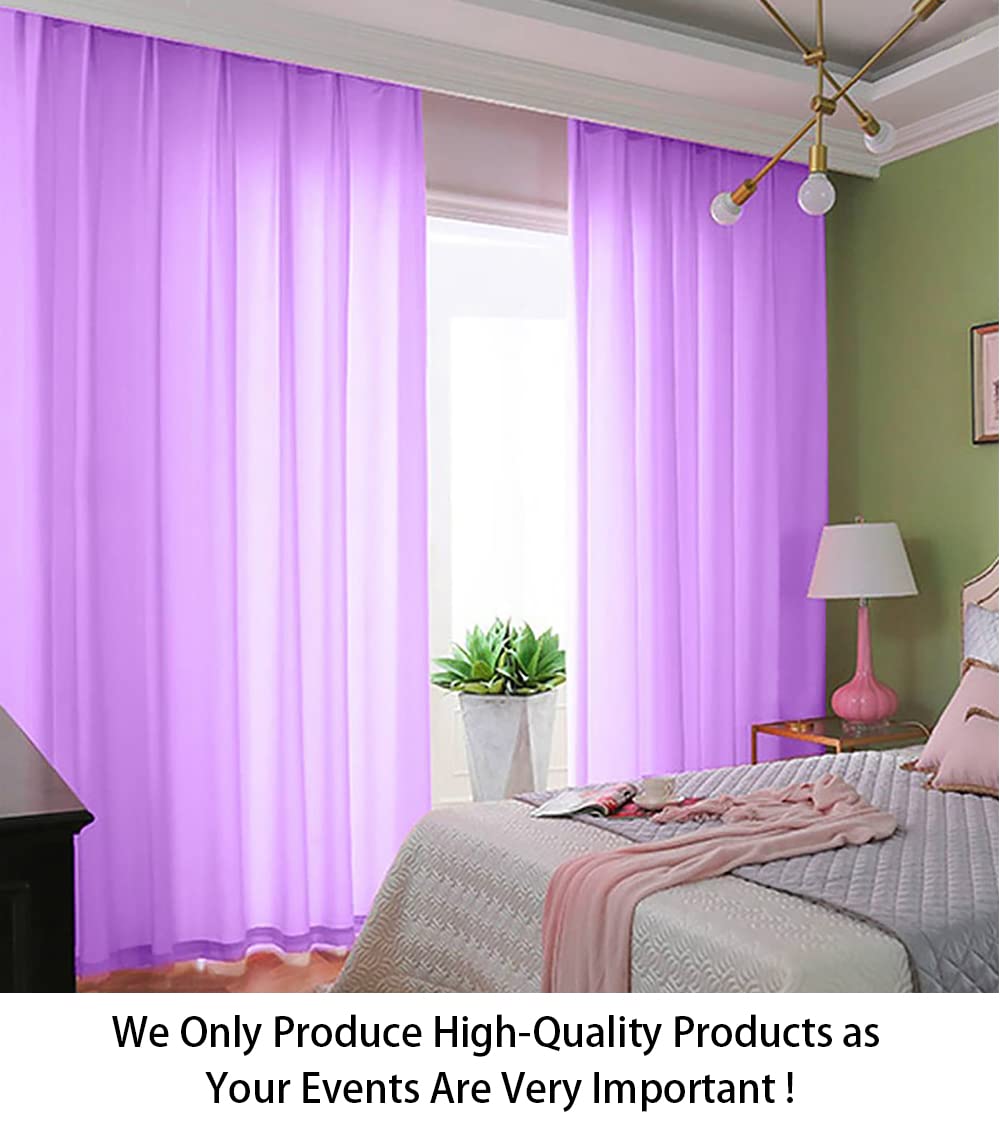 Shinybeauty Chiffon Backdrop Curtain 2 Panels 29''X84'' Lavender Living Room Curtains Voile Sheer Curtains Light Purple Tulle Fa