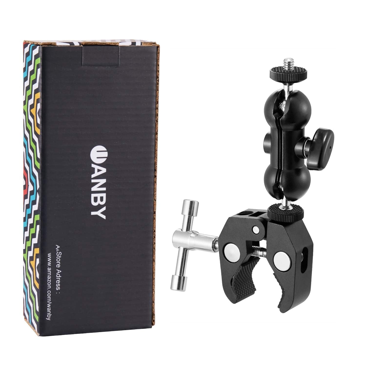 Wanby Double Ballhead Magic Arm Camera Clamp Mount Monitor Mount Bracket With Super Clamp With 1/4'' And 3/8'' Thread For Dslr C