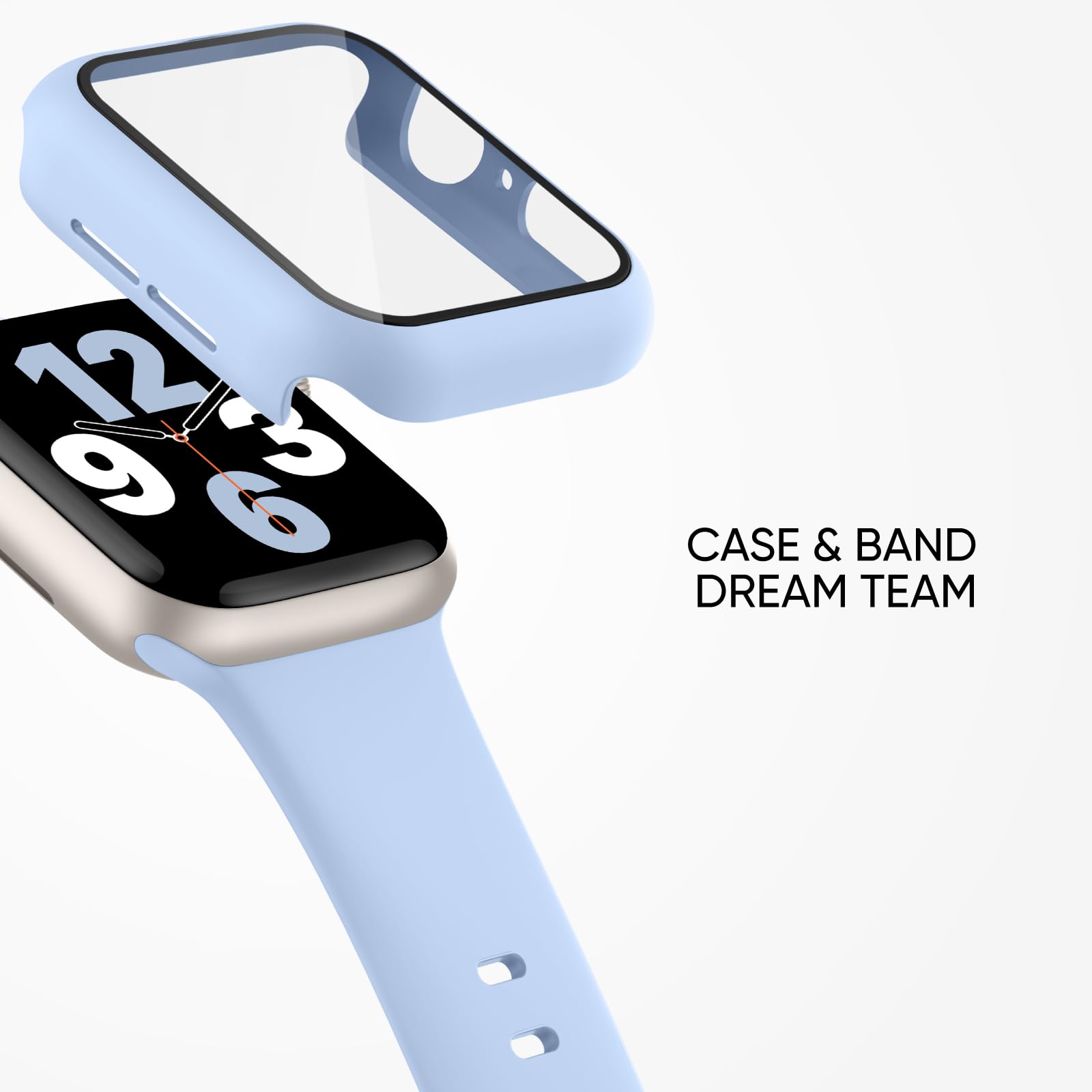 Adorique 3 In 1 For Apple Watch Band 42Mm With Case & Screen Protector, Silicone Sport Band And Protective Cover With 9H Tempe G