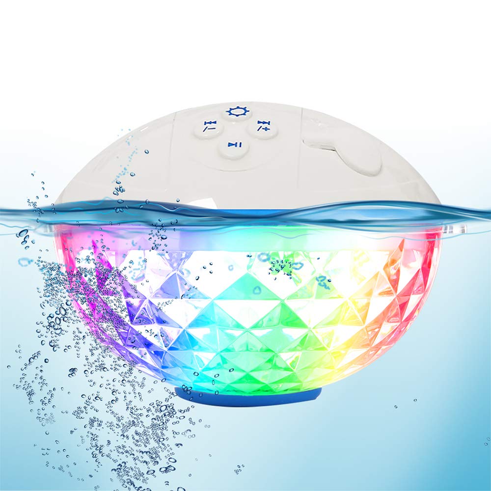 Blufree Floating Speaker With Colorful Lights, Portable Wireless Bluetooth Waterproof Ip68, Built In Mic & Crystal Clear Sound Floating Hot Tub Speaker For Pool Party Outdoors