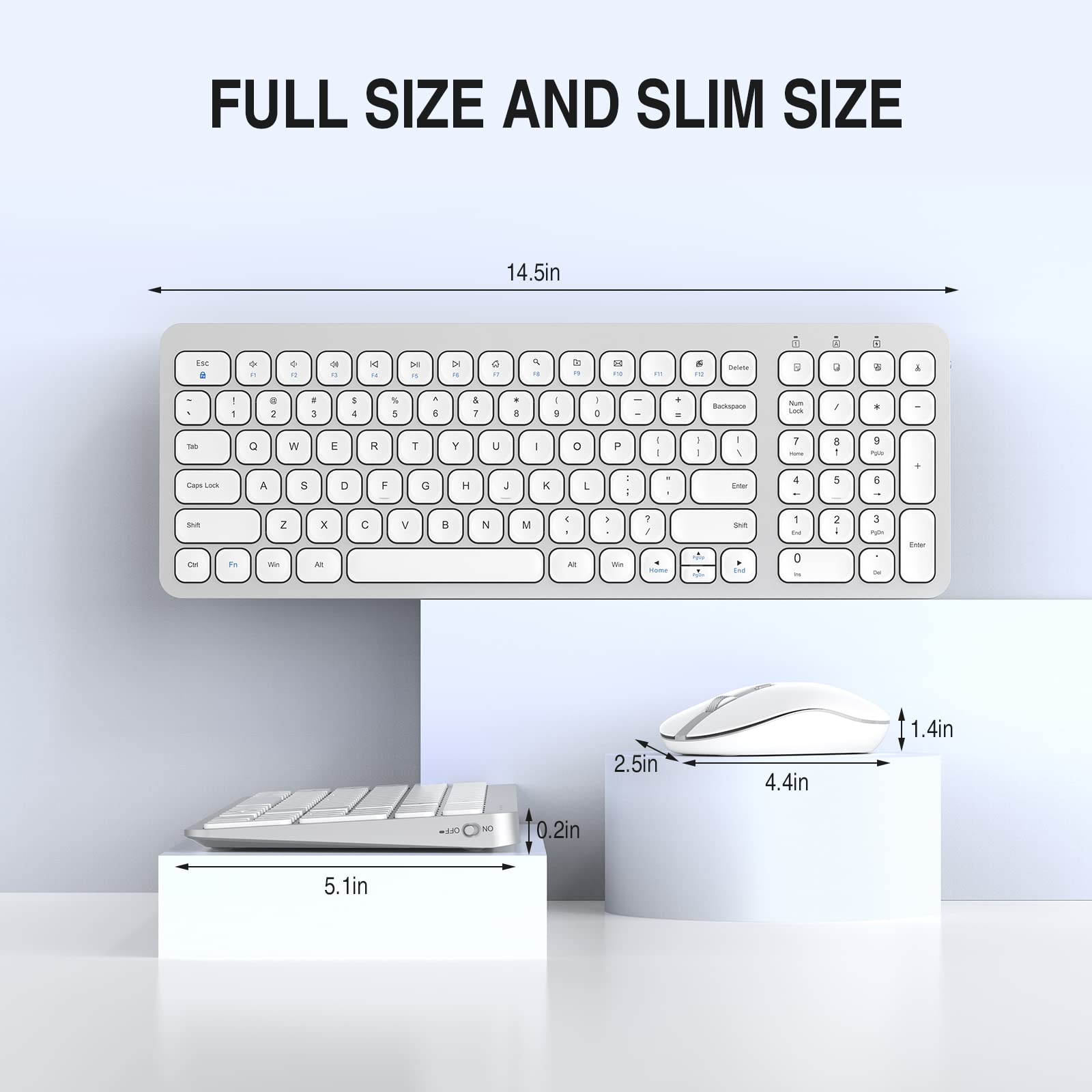 Cimetech Wireless Keyboard And Mouse Combo, Compact Full Size Wireless Keyboard And Mouse Set Less Noise Keys 2.4G Ultra Thin Sl