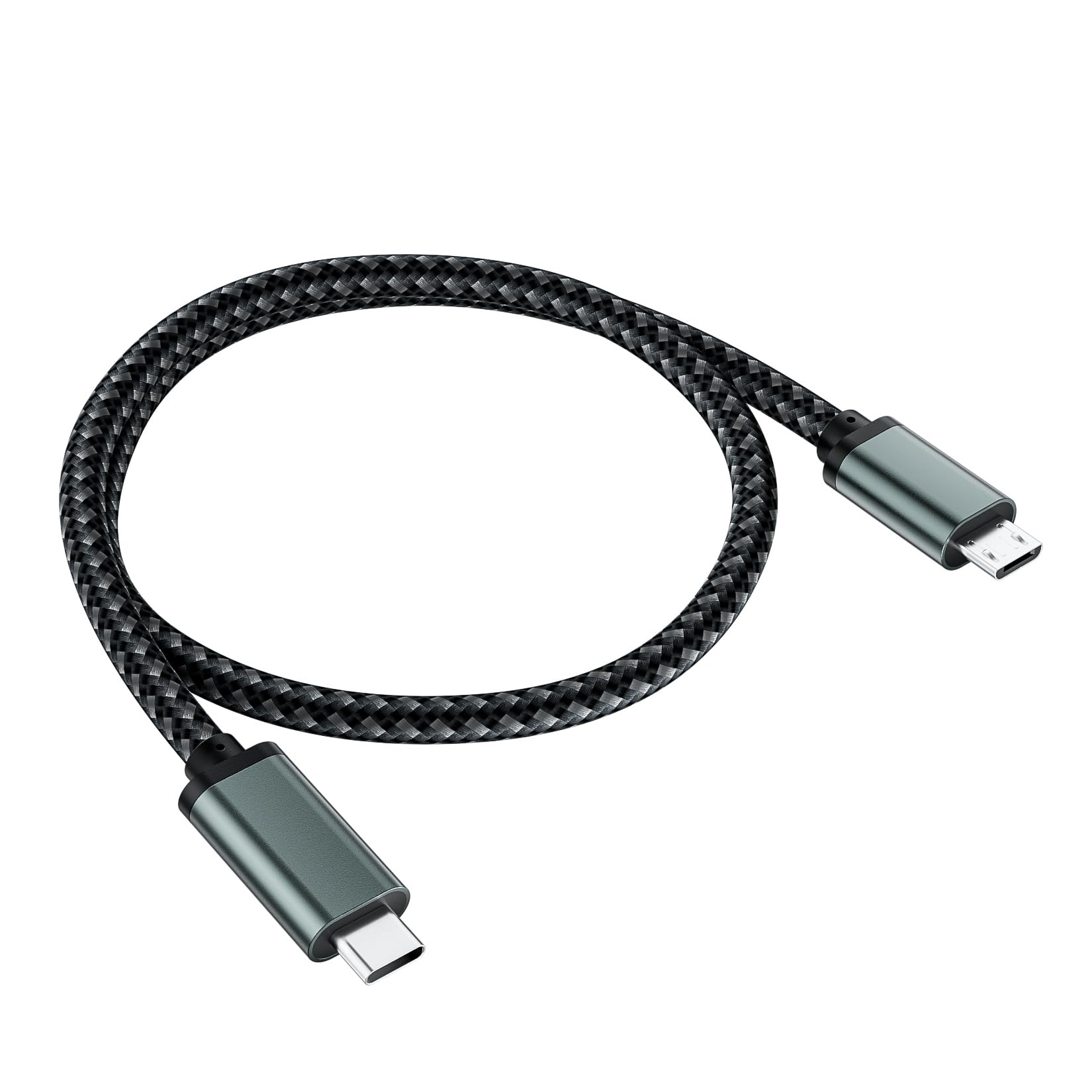 Usb C To Micro Usb Cable 1Ft, Short 0.3M Braided Type C To Micro Usb Cable, Android Charging Cord Supports Charge & 480Mbps Sync