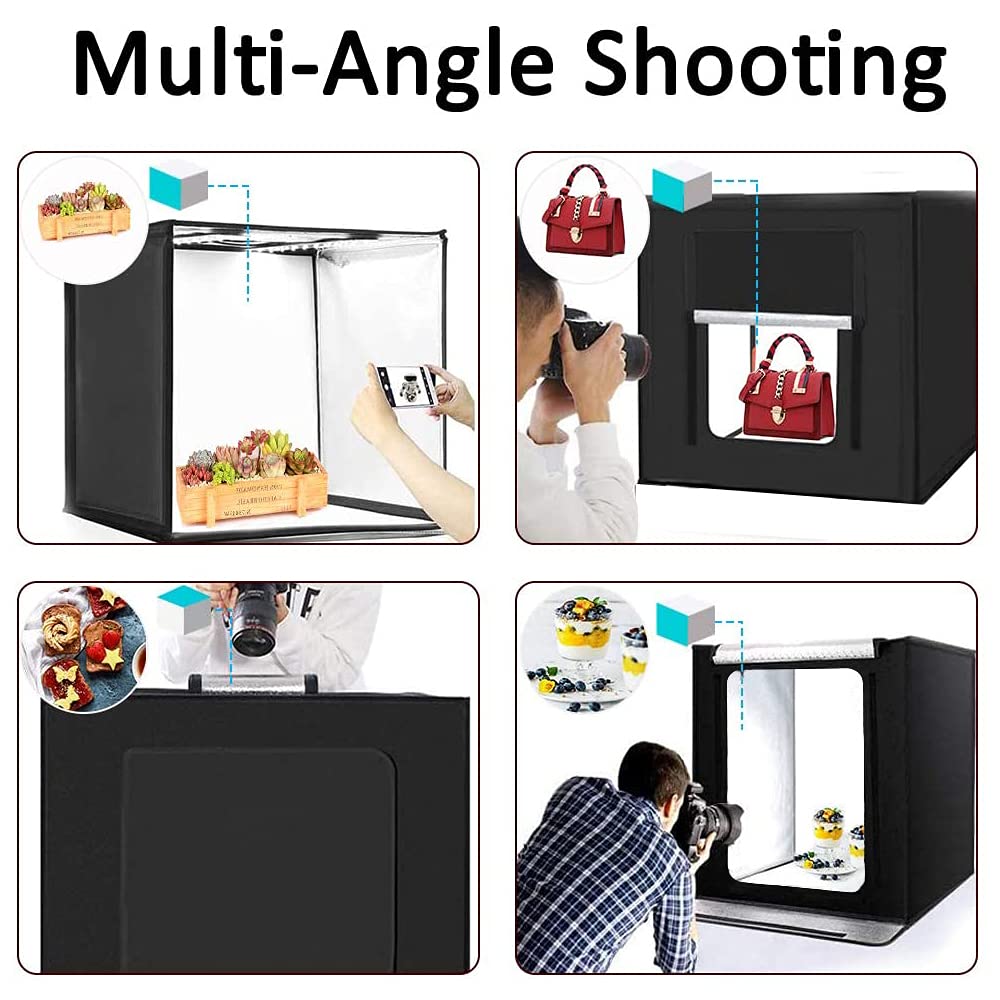 Duclus Portable Photo Studio Box 24'' X 24'', Adjustable Light Box With 120Pcs Smd Led Beads, Photo Shooting Tent With White Lig