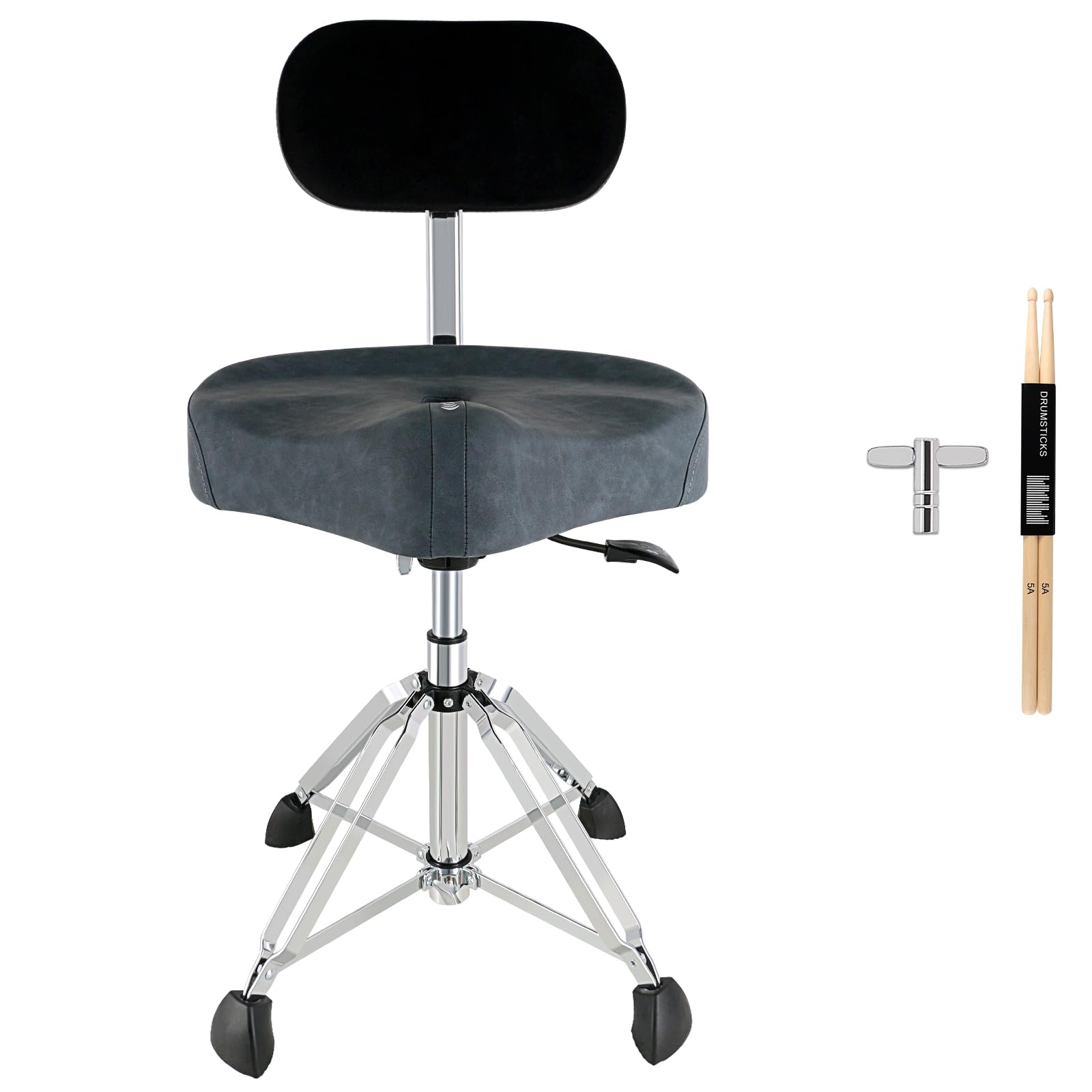 ROWELL Drum Throne with Backrest Hydraulic Drum Stool Height Adjustable Airlift Drum Thrones 4 Leg Heavy Duty Drum Seat 4.3 in T