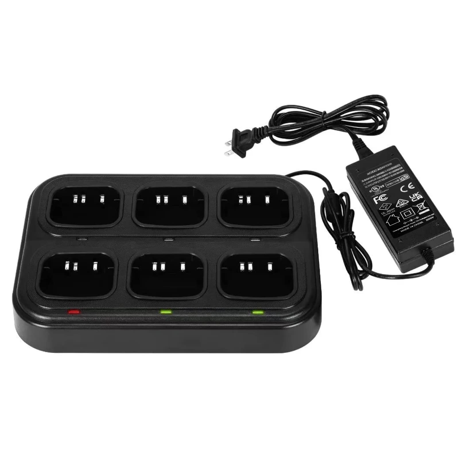 Samcom Six Way Charger Multi Unit Rapid Gang Charger Station With Removable Ac Adapter Compatible With Fpcn30A Walkie Talkie And Battery (1 Pack)