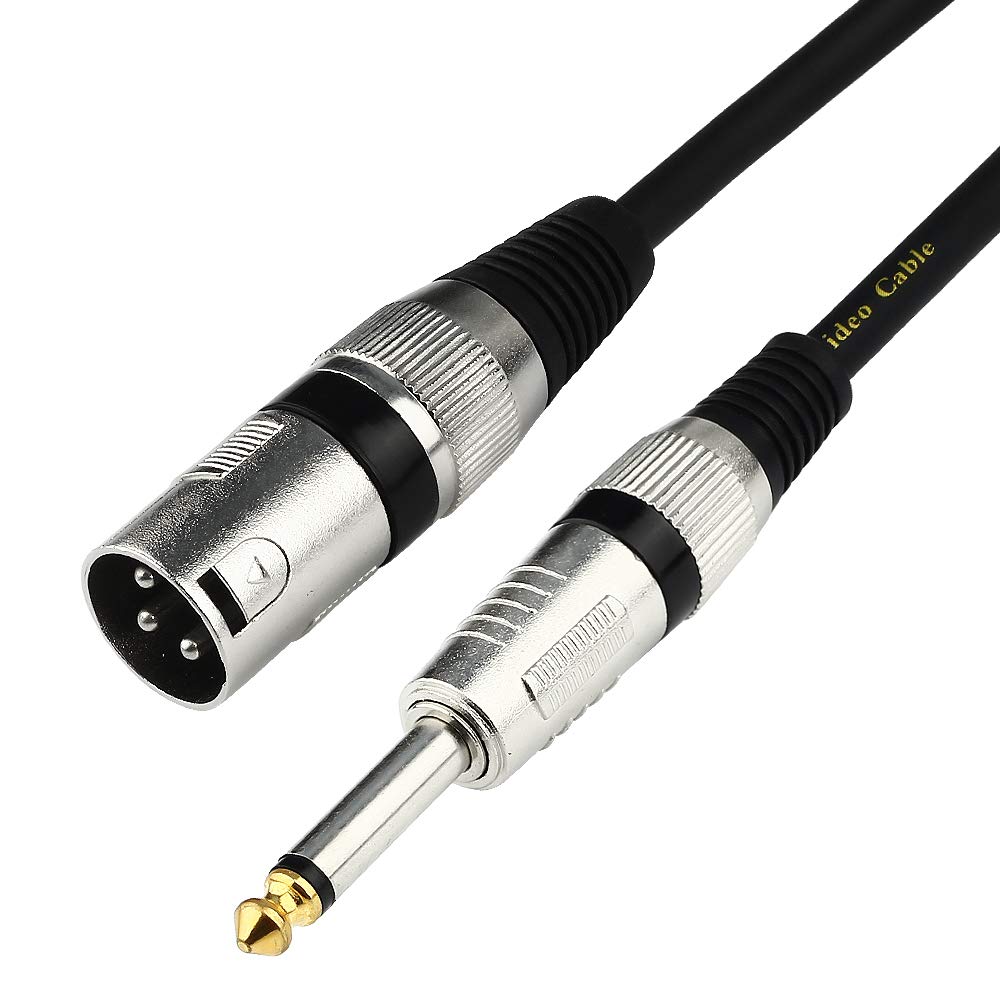 Disino Unbalanced 6.35mm(1/4 inch) TS Mono to XLR Male Cable Gold Plated Quarter inch to Male XLR Microphone Cable Interconnect 