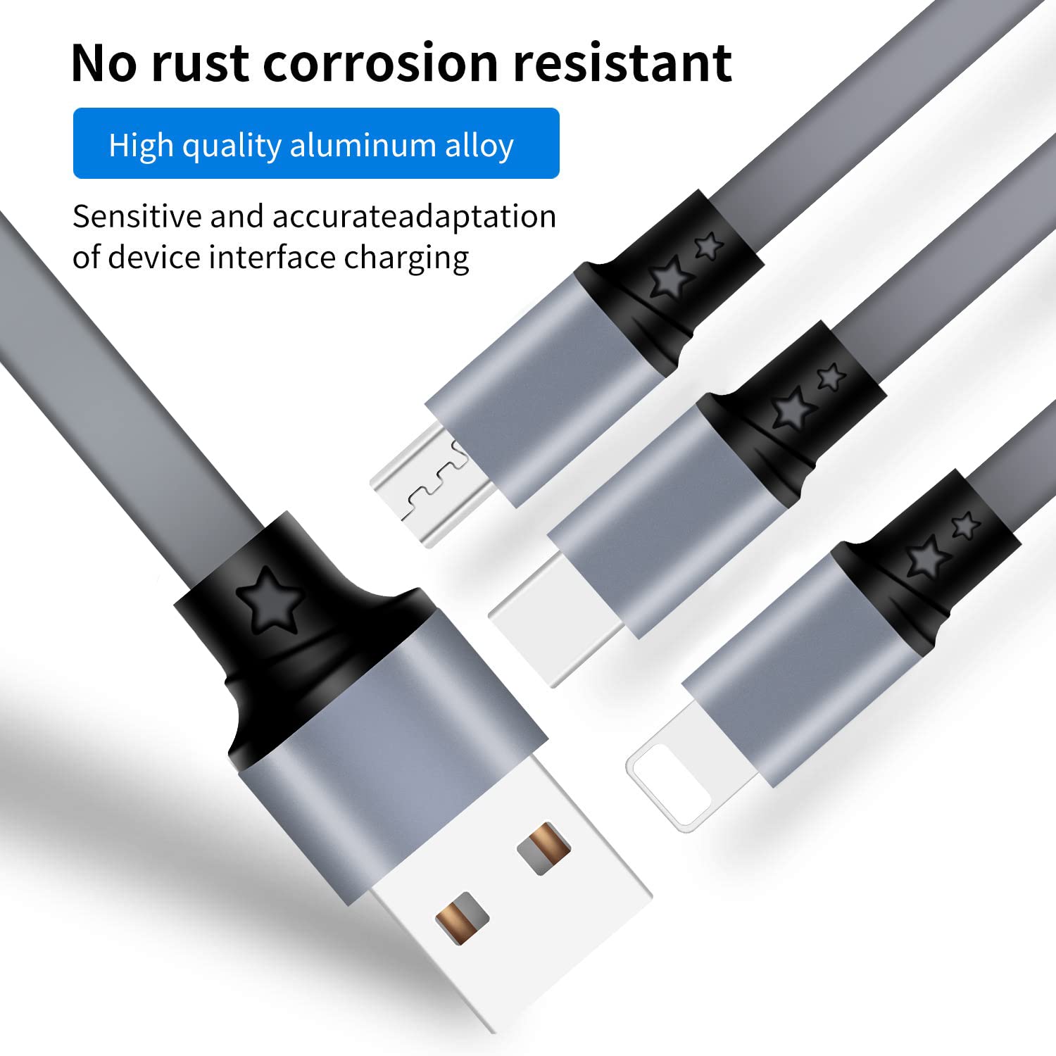 Sdbaux 2Pack Multi Usb Charger Cable Retractable 3 In 1 Multiple Charging Cord Adapter With Mini Type C Micro Usb Port Connector
