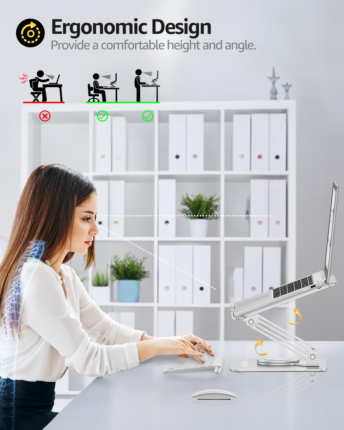 Urmust Laptop Stand For Desk With 360 Rotating Base, Computer Stand For Laptop Ergonimic Adjustable Laptop Riser For Desk Compatible With All Laptop 10 To 16 Inches
