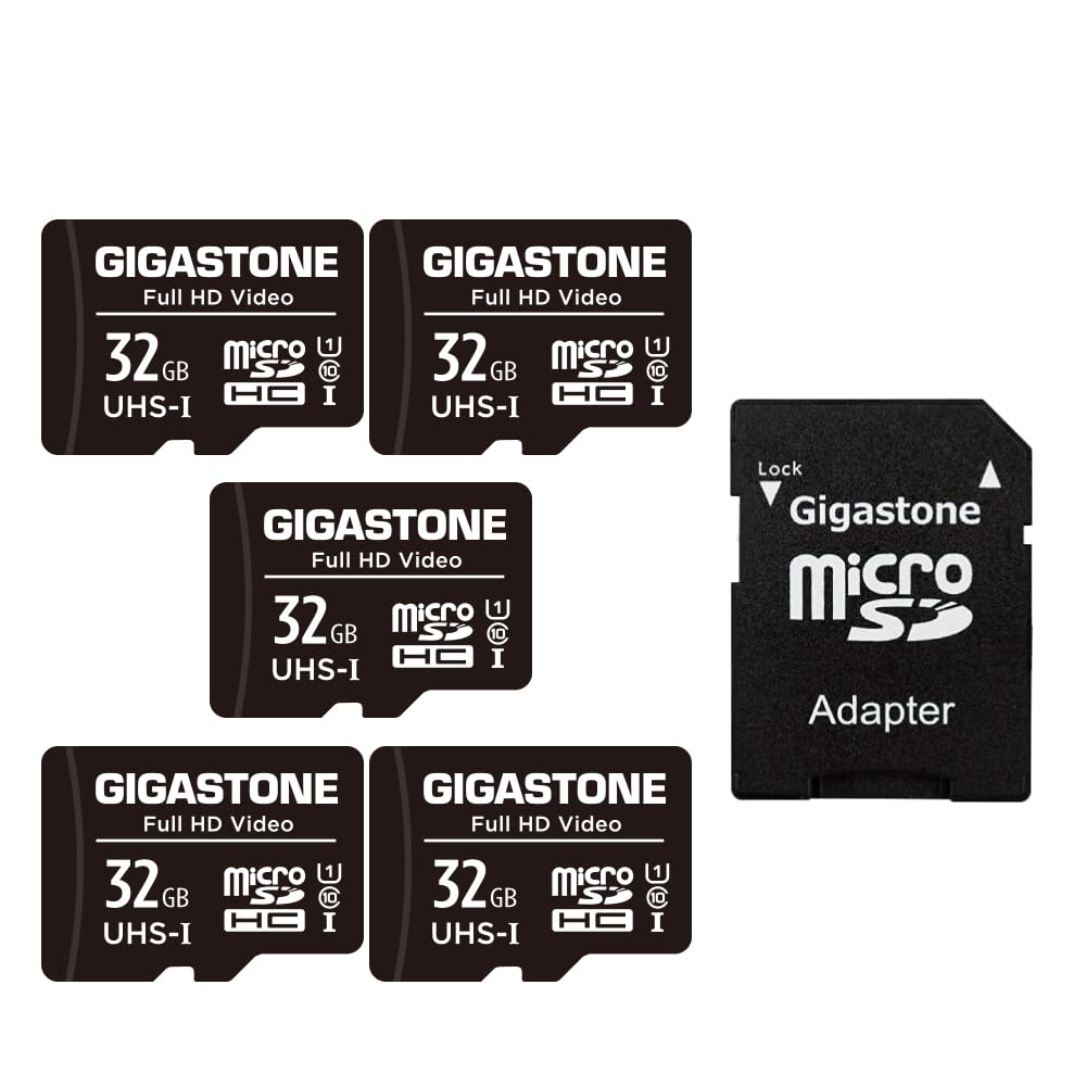 Gigastone 32GB 5-Pack Micro SD Card, Full HD Video, Surveillance Security Cam Action Camera Drone, 90MB/s Micro SDHC UHS-I U1 C1