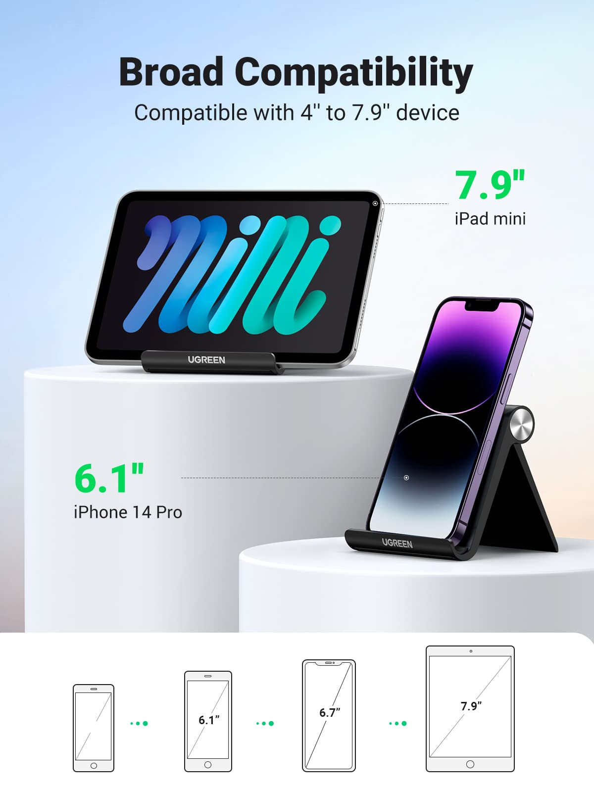 Ugreen Cell Phone Stand Holder For Desk Adjustable Compatible With Iphone 13 12 Pro Max 11 Se Xs Xr 8 Plus 6 7 Galaxy Note20 S20