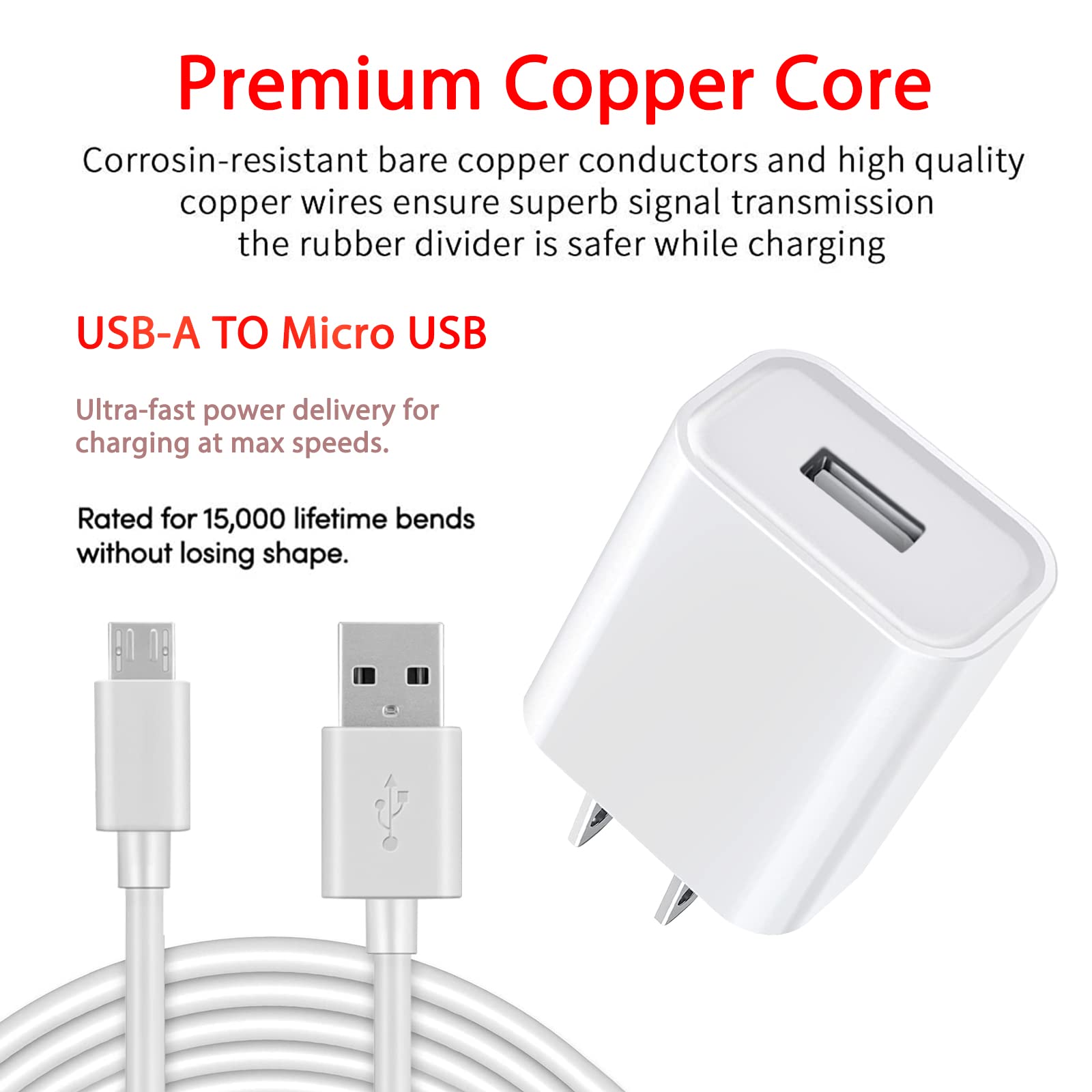 Ycwwzzh 5Ft Micro Usb Consumer Cellular Link Charger Charging Cable Cord Fit For Consumer Cellular Link Ii 2, Doro Phoneeasy 7050 626 824 618 610 680 605 612 615 Flip Cell Phone