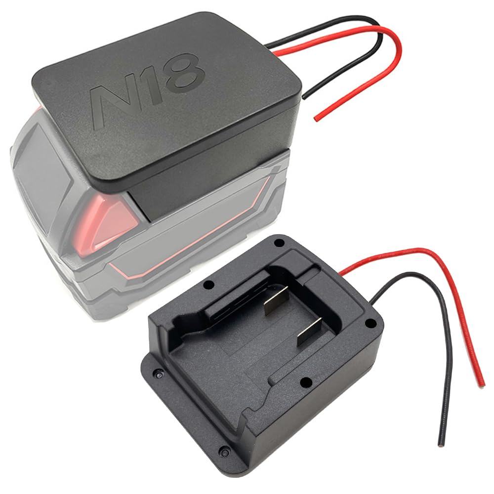 Qinizx Power Wheels Adapter For Milwaukee M18 Battery 18V Dock Power Mount Connector 12 Gauge Robotics, Diy M18 Li Ion Battery A