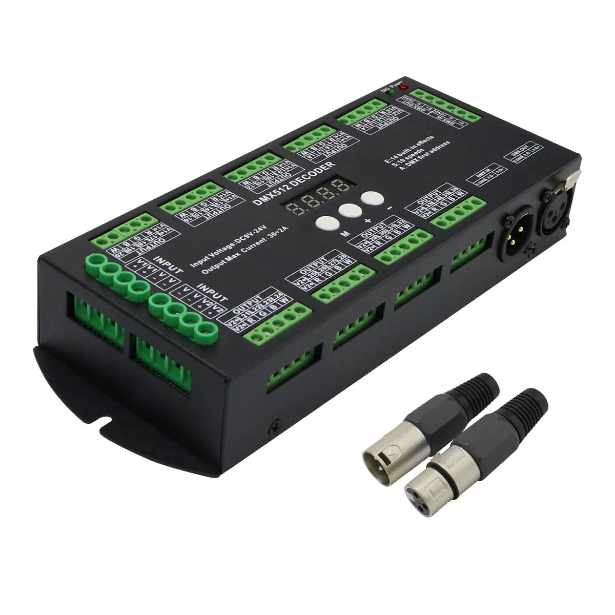 Akepo 36Ch Dmx Rgbw Led Digital Display Decoder, Dmx512 Controller For Rgbw Led Lights Dc9-24V 2A/Ch With 14 Built-In Effects(36