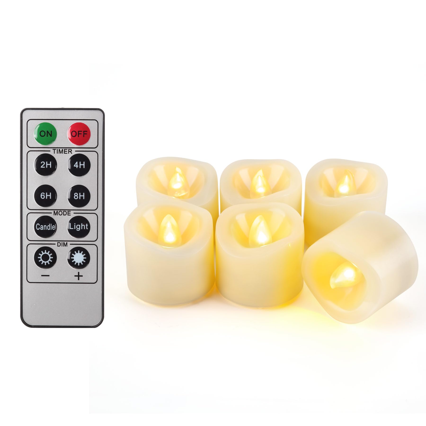 Candle Idea 6 Pcs 200 Hrs Remote Control Flameless Tea Lights, Battery Operated Led Flickering Votive Candles, Electric Outdoor