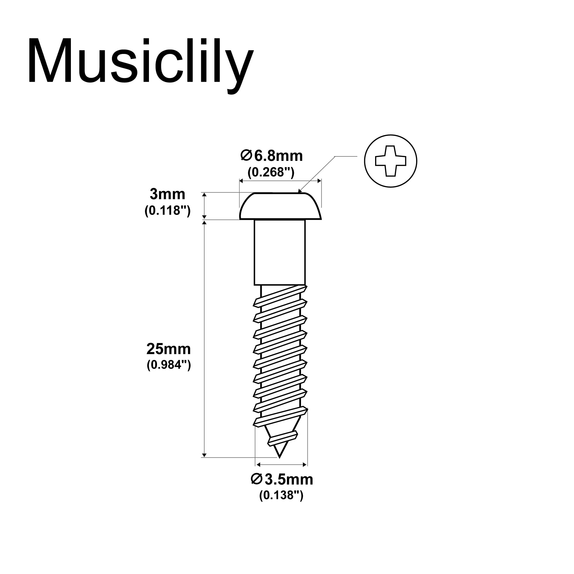 Musiclily 25Mm Guitar Tremolo Bridge Mounting Screws For Strat Style, Gold (20 Pieces)