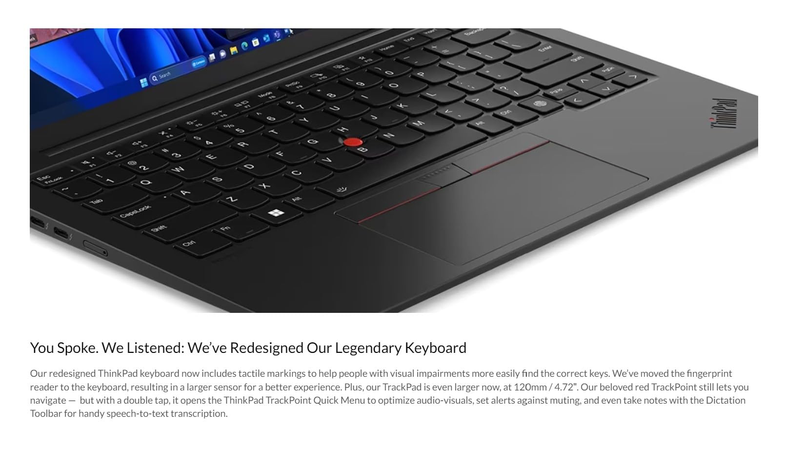 Lenovo Gen 12 Thinkpad X1 Carbon Laptop With Intel Ultra 5 135U Vpro Processor, 14 Wuxga 100% Srgb Touchscreen, 16Gb 6400Mhz Ram