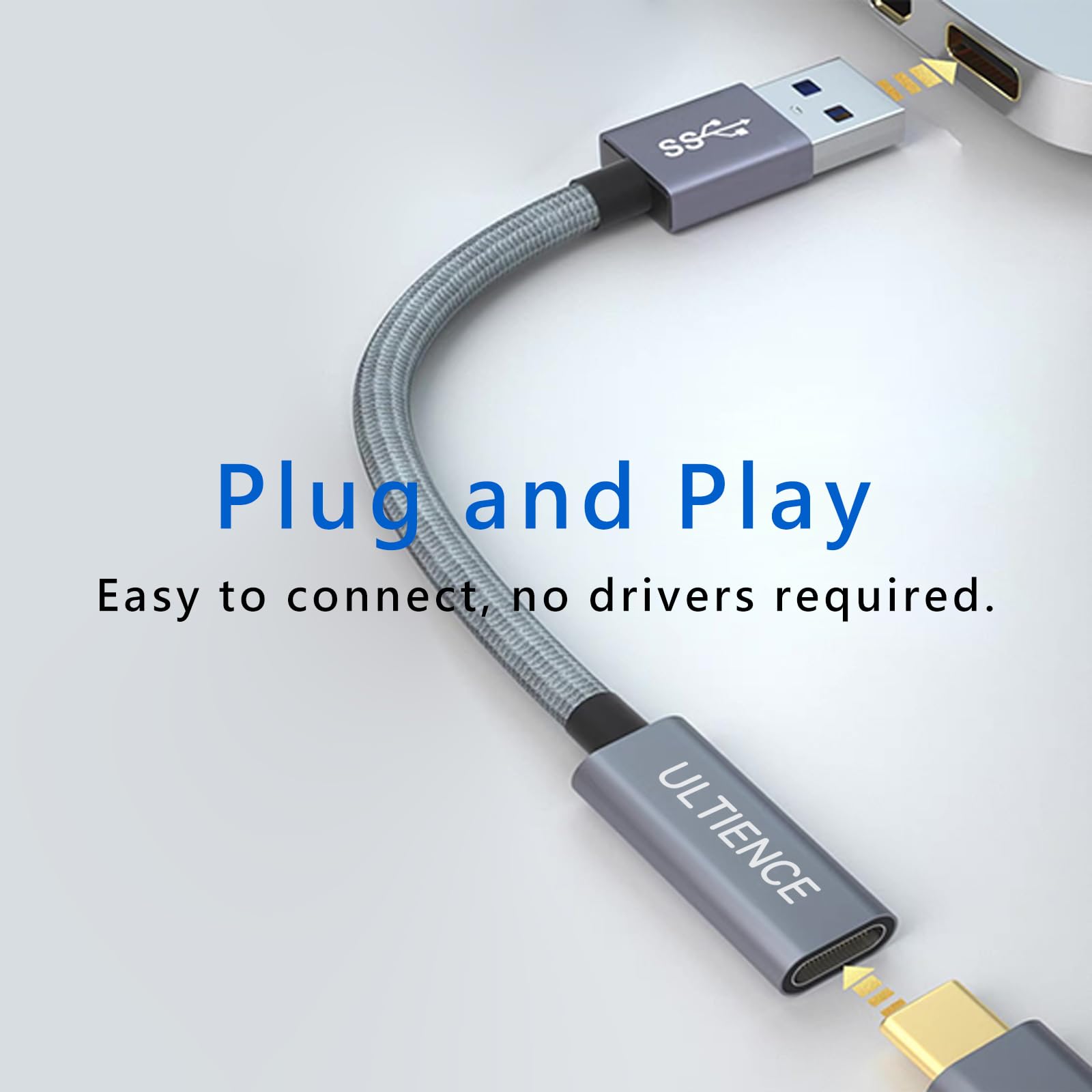 Ultience [10Gbps] High Speed A To C Adapter With Usb To Usb C Cable, And Female Usb C Cable   60W Fast Charging And Data Transfe
