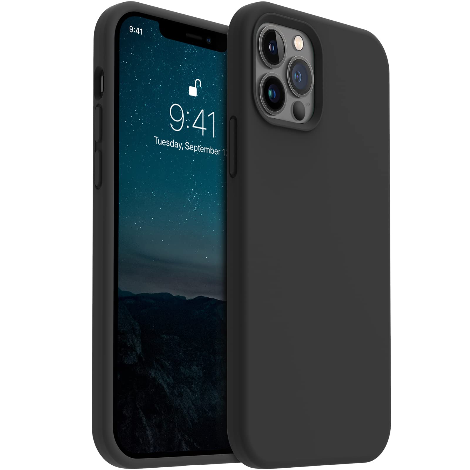 Aotesier Shockproof Designed For Iphone 12 Pro Max Case,Liquid Silicone Phone Case With [Soft Anti Scratch Microfiber Lining] Fu