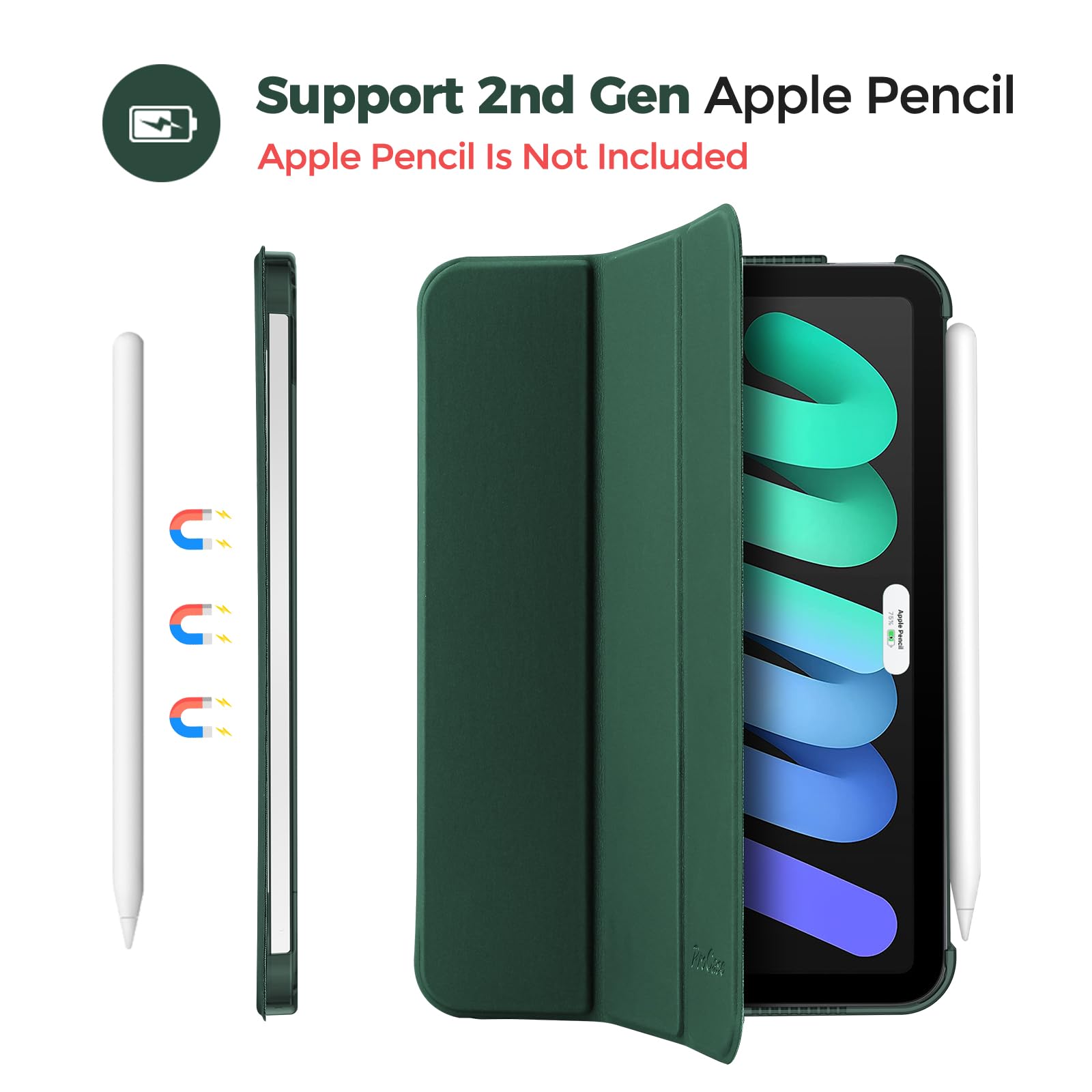 ProCase iPad Mini 7/6 Case, Hard Back Cover for 8.3 Mini A17 Pro 2024/6 2021, Green