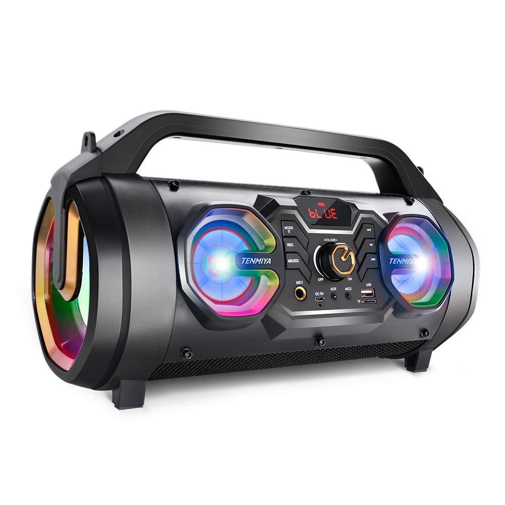 Bluetooth Speaker, 30W Portable Bluetooth Boombox With Subwoofer, Fm Radio, Rgb Colorful Lights, Eq, Stereo Sound, Booming Bass,