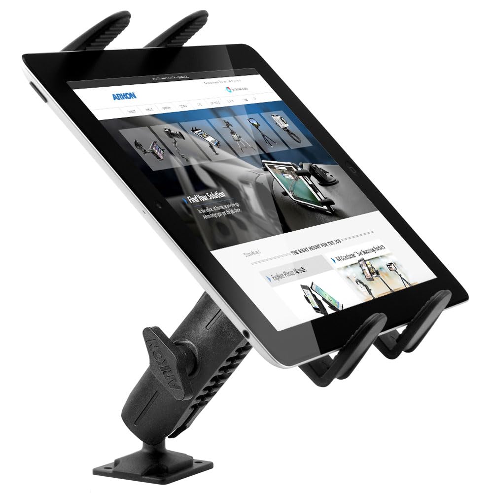 Arkon Mounts - Heavy Duty Drill Base Tablet Mount Secure Grip Versatile Compatibility Professional-Grade Durability Easy Install