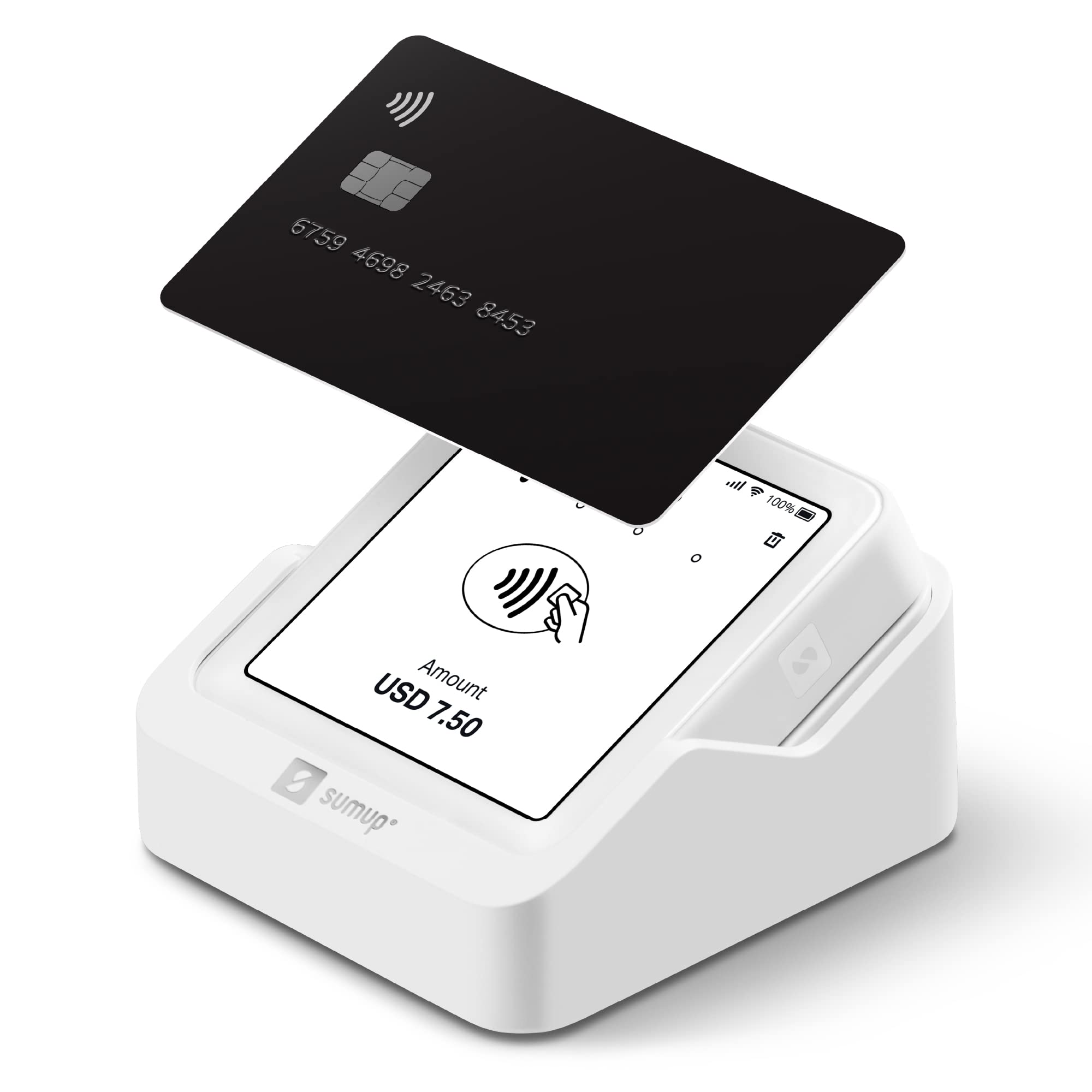 Sumup Solo Credit Card Payment Card Reader With Charging Station. Full Touch Screen Interface With Free Sim Card And Mobile Data