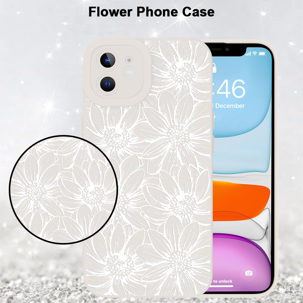 Mzelq For Iphone 11 Case Case, Silicone Black Floral Flowers Sunflowers Cute Pattern, Camera Protection Soft Slim Phone Case For