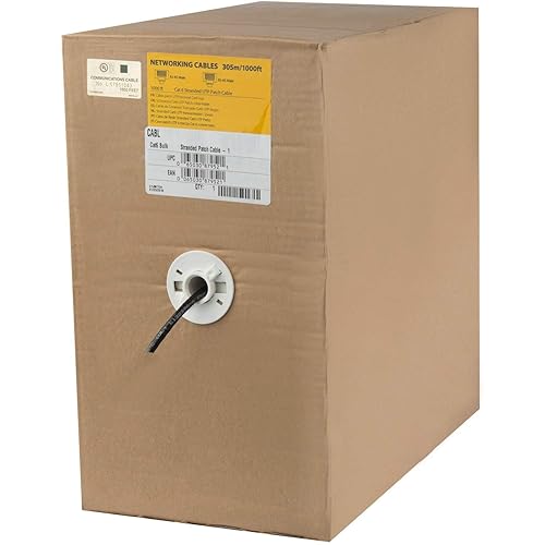 1000 Ft Bulk Cat6 Ethernet Cable   Stranded   Cm Rated For In Wall Use   Cat 6 Utp Patch Cable   Black