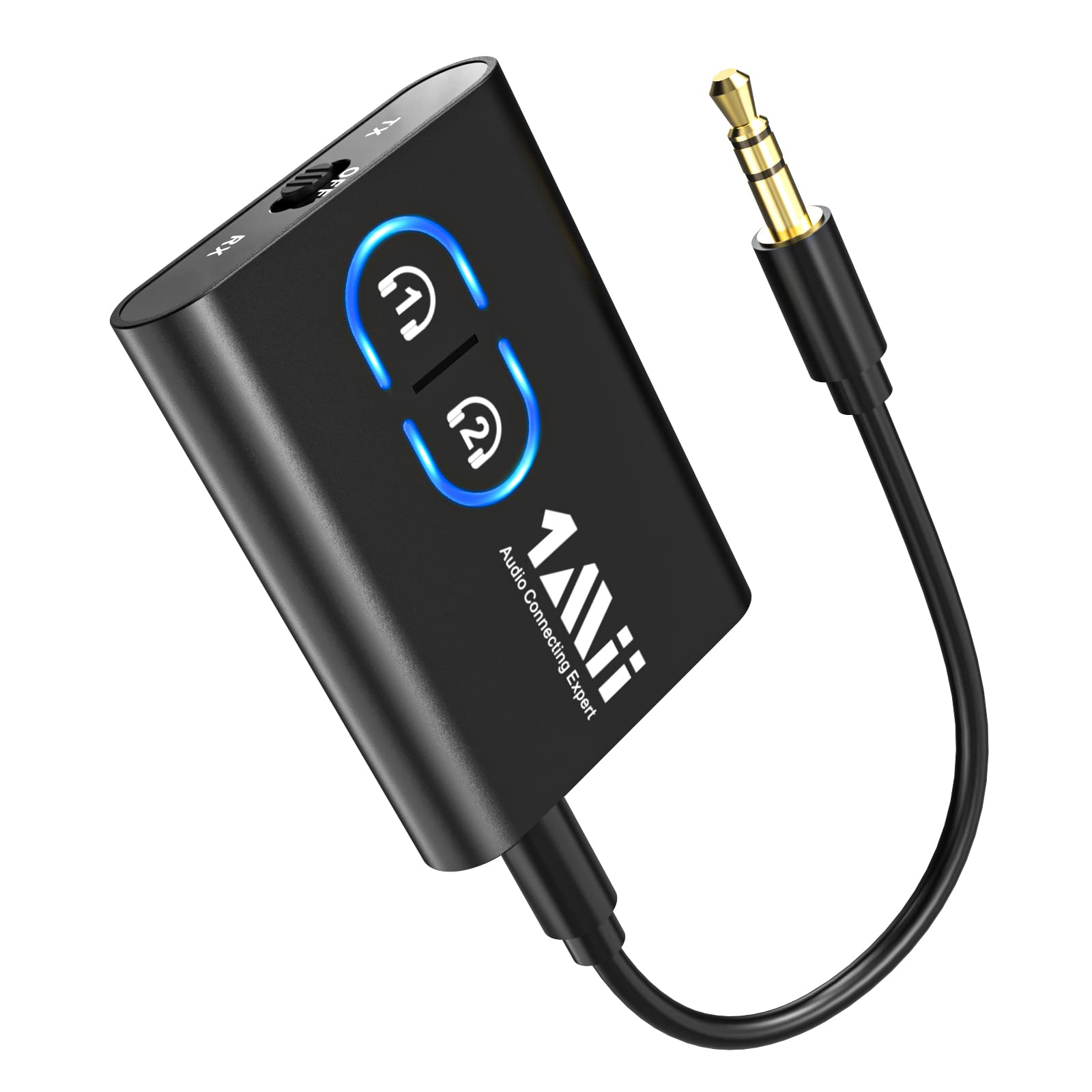 1Mii Bluetooth 5.3 Transmitter Receiver For Tv To Wireless Headphones, Dual Link Aptx Adaptive/Low Latency/Hd Audio, Aux Adapter