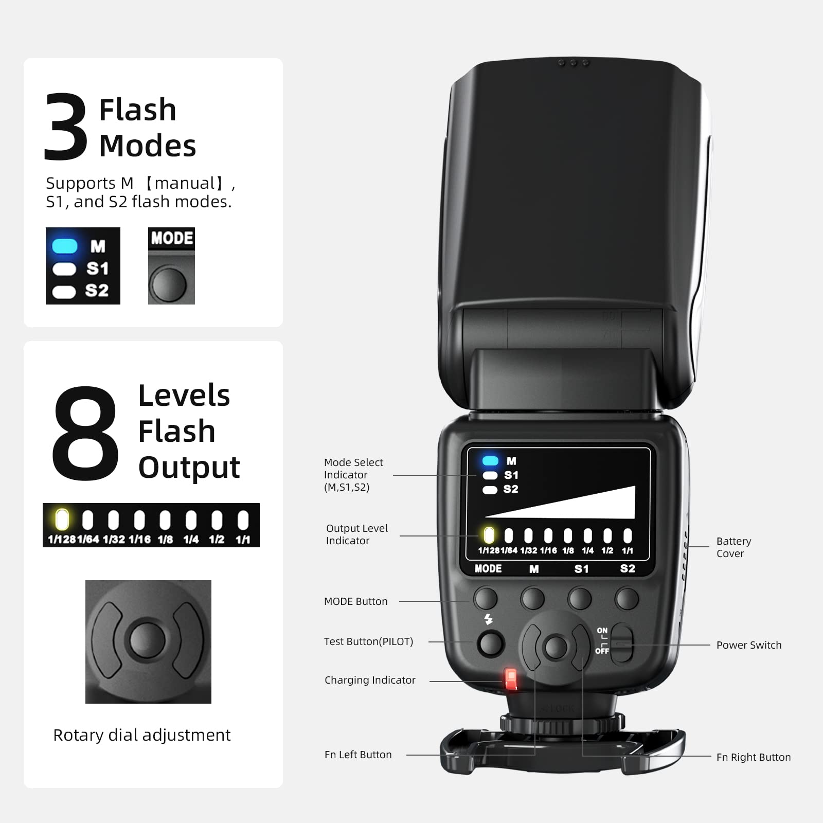 Photoolex Fk300 Camera Flash Speedlite For Canon Nikon Sony Panasonic Olympus Fujifilm Pentax Sigma Minolta Leica And Other Slr