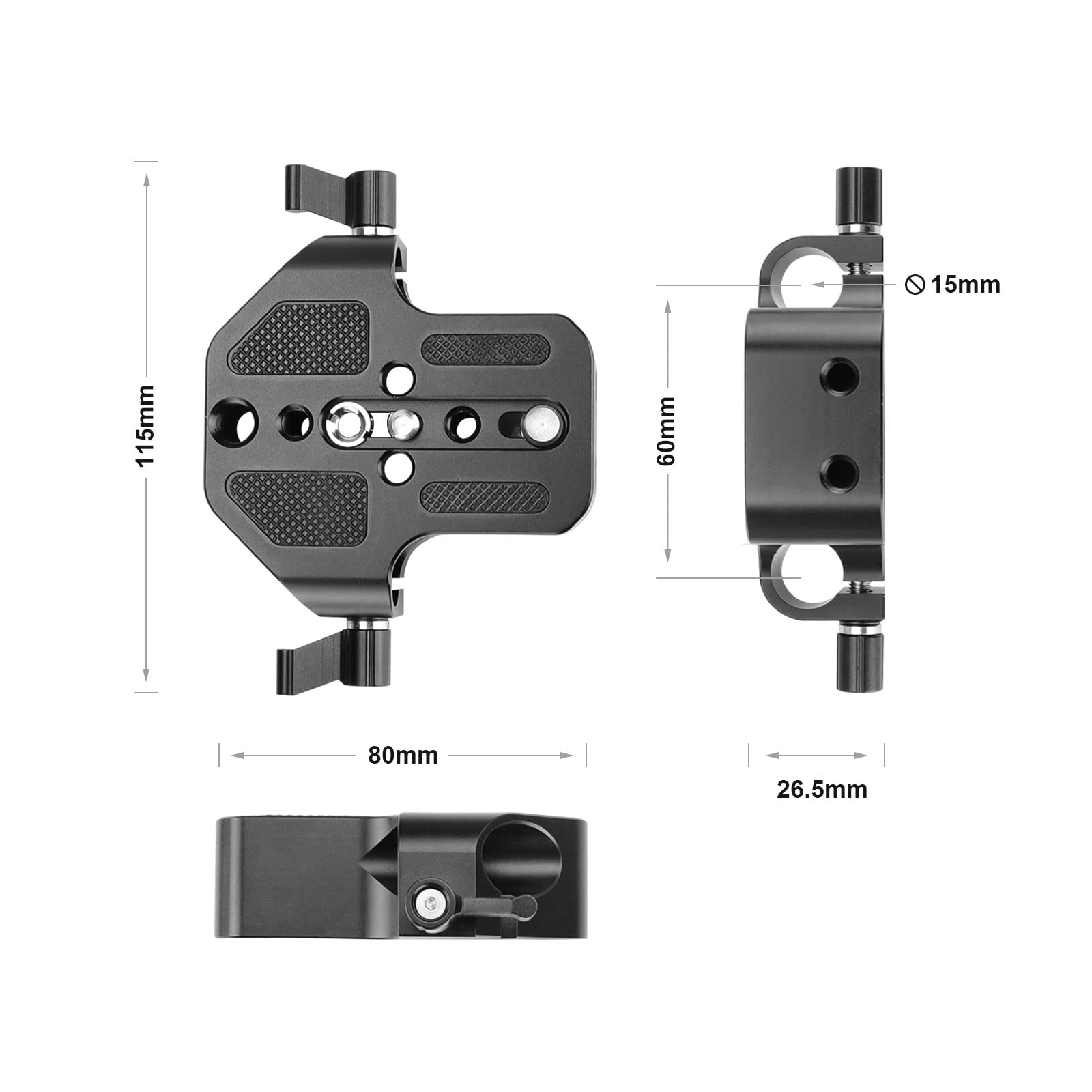 Szrig 15Mm Base Plate General Purpose Slim Digital Slr Camera Base Plate With 15Mm Rod Rail Clamp Aluminum Alloy Photo Studio