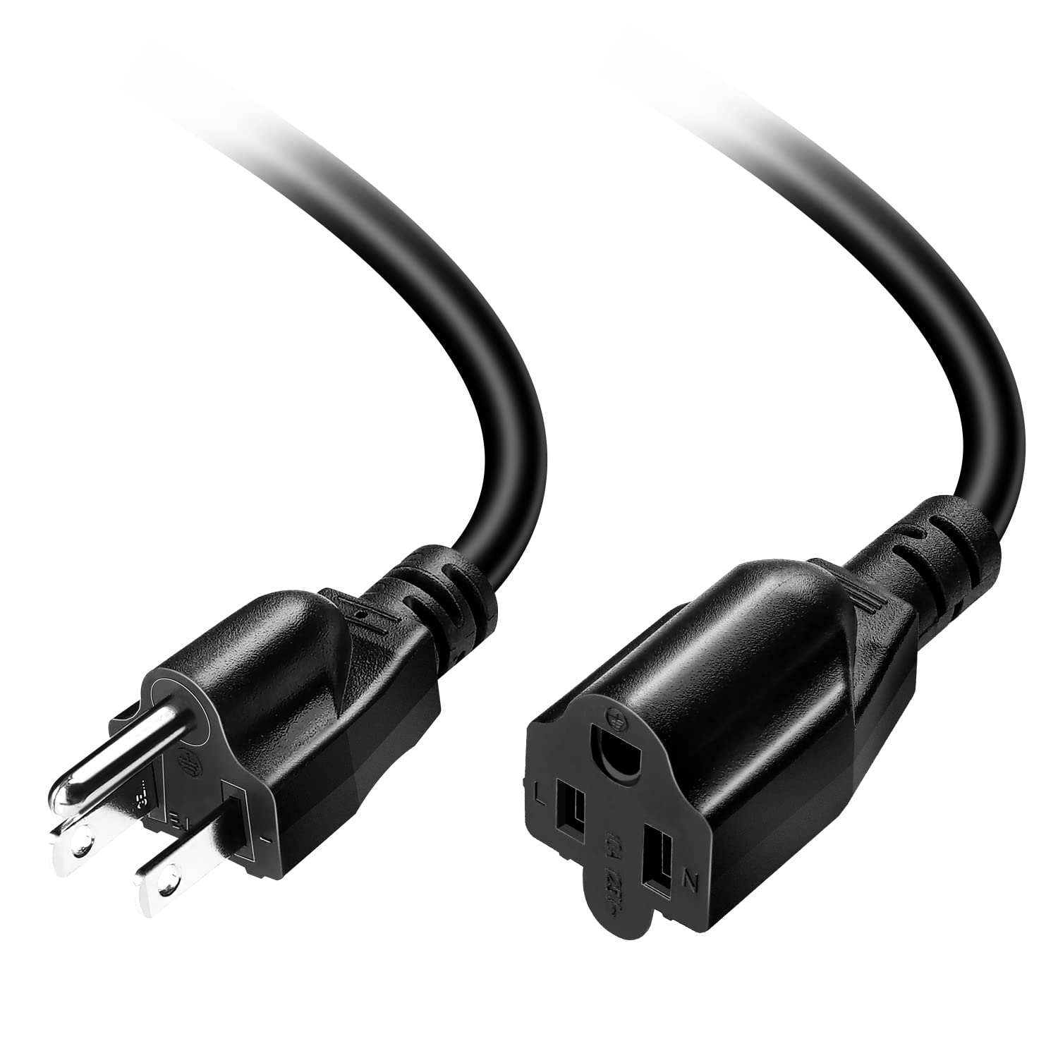 Short Power Extension Cord Outlet Saver, 16Awg/13A, 3 Prong (1Ft)